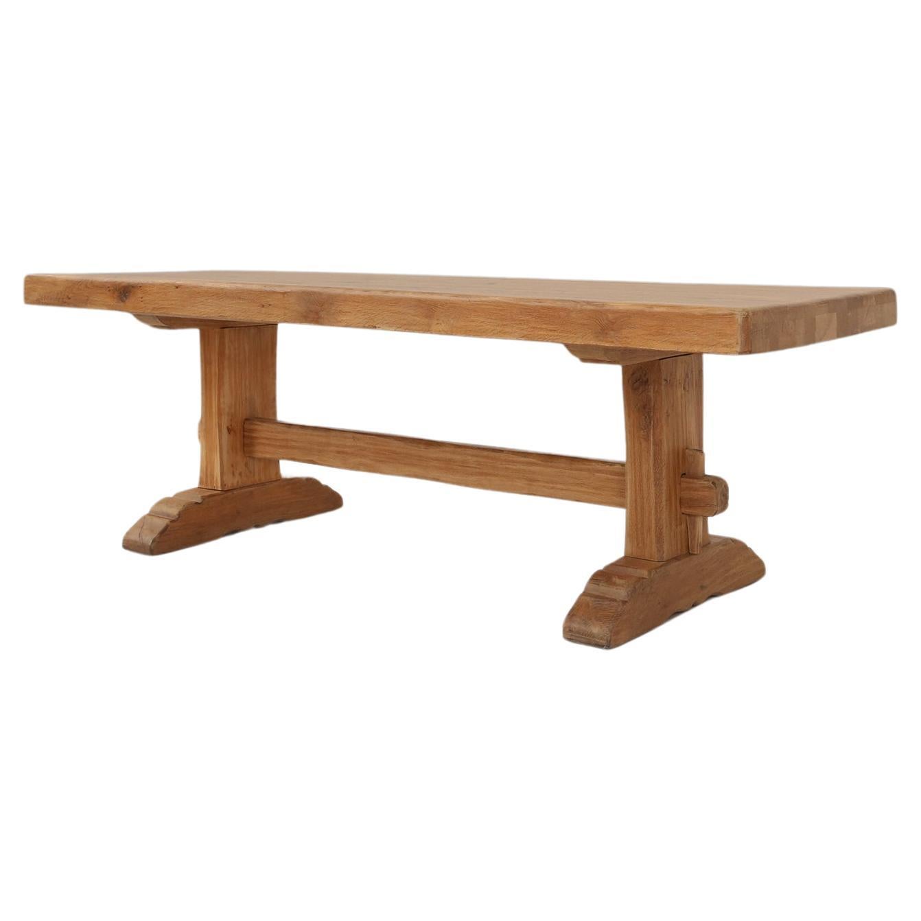 French Rustic Wooden Dining Table, 1950s For Sale