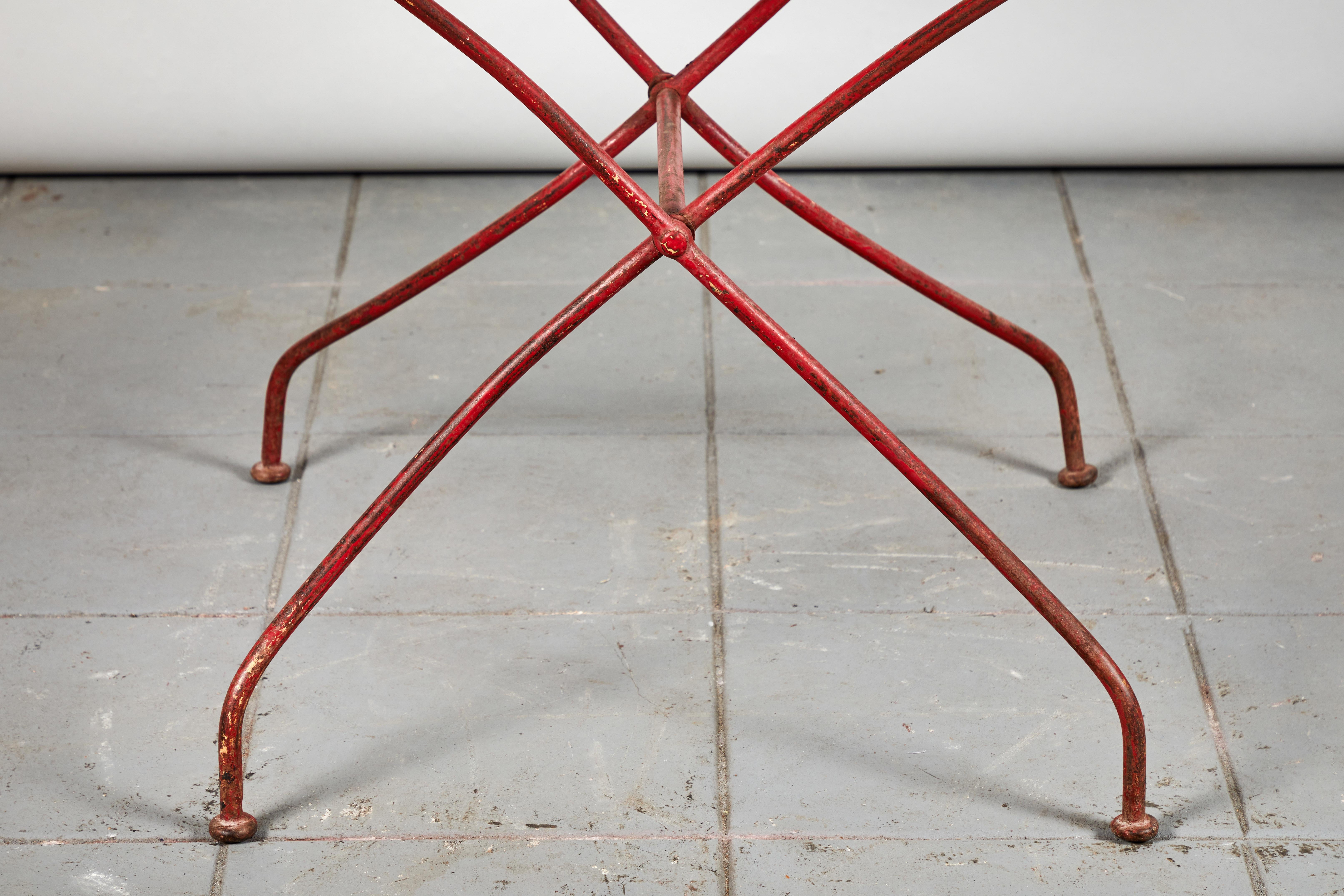 French Rusty Red Metal Table In Good Condition In Los Angeles, CA