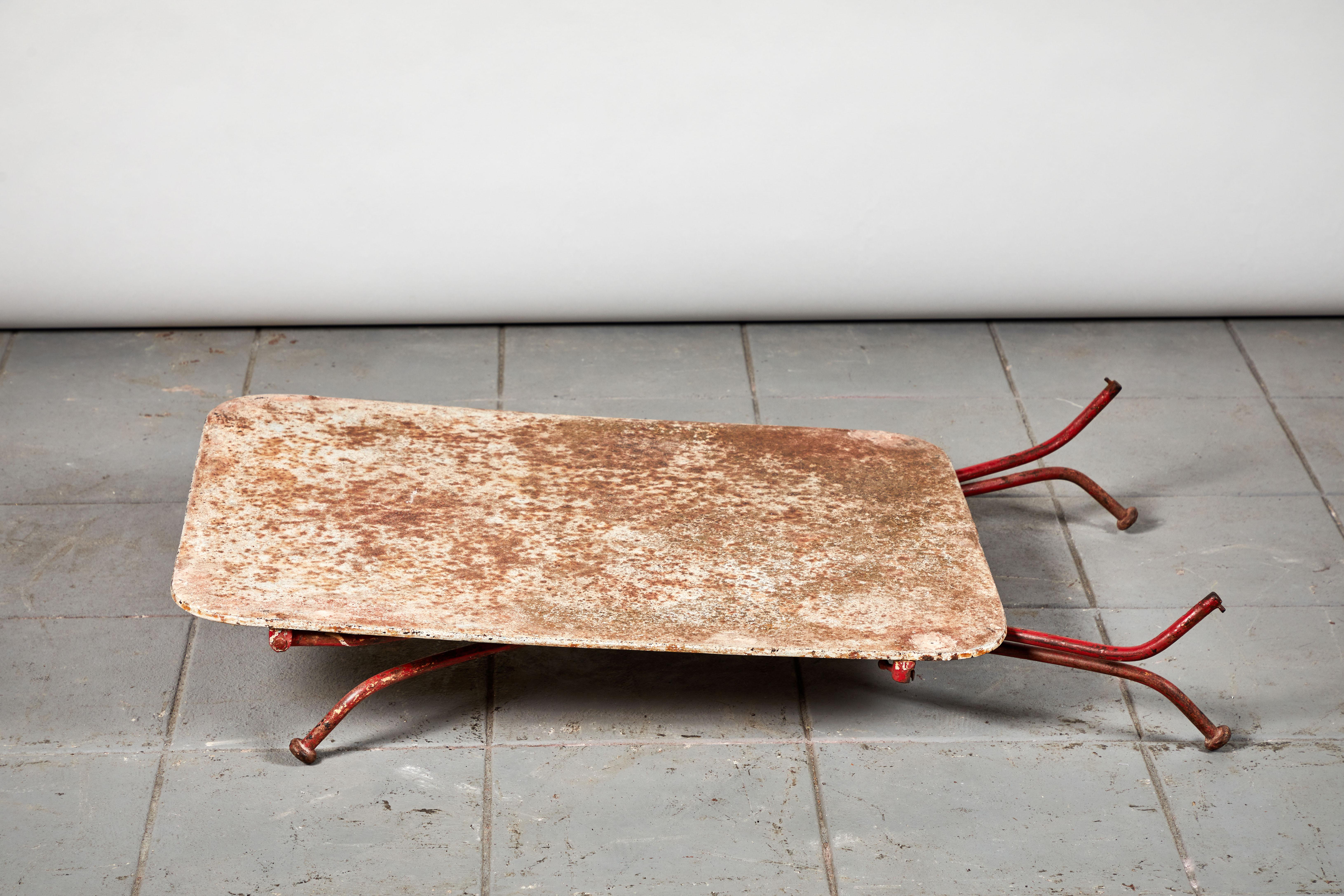 French Rusty Red Metal Table 1