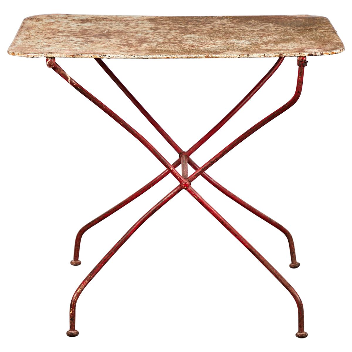 French Rusty Red Metal Table