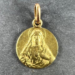 French Sacred Heart Madonna and Child 18K Yellow Gold Medal Pendant