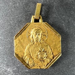 French Sacred Heart Madonna Child Rolled 18K Yellow Gold Filled Charm Pendant