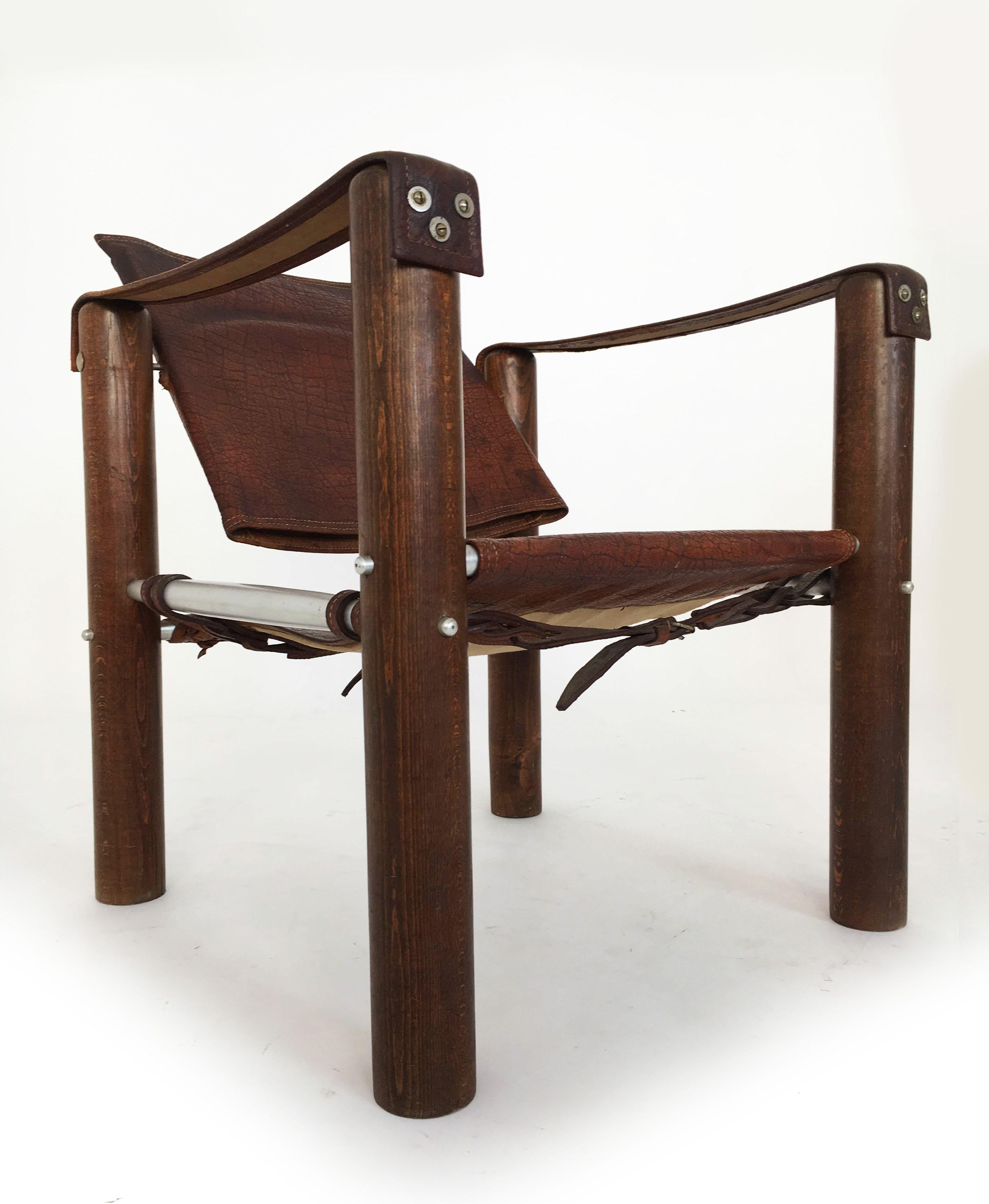 Moderne Safari-Stühle Patiniertes Leder:: Brasilien 1970er (Ende des 20. Jahrhunderts) im Angebot
