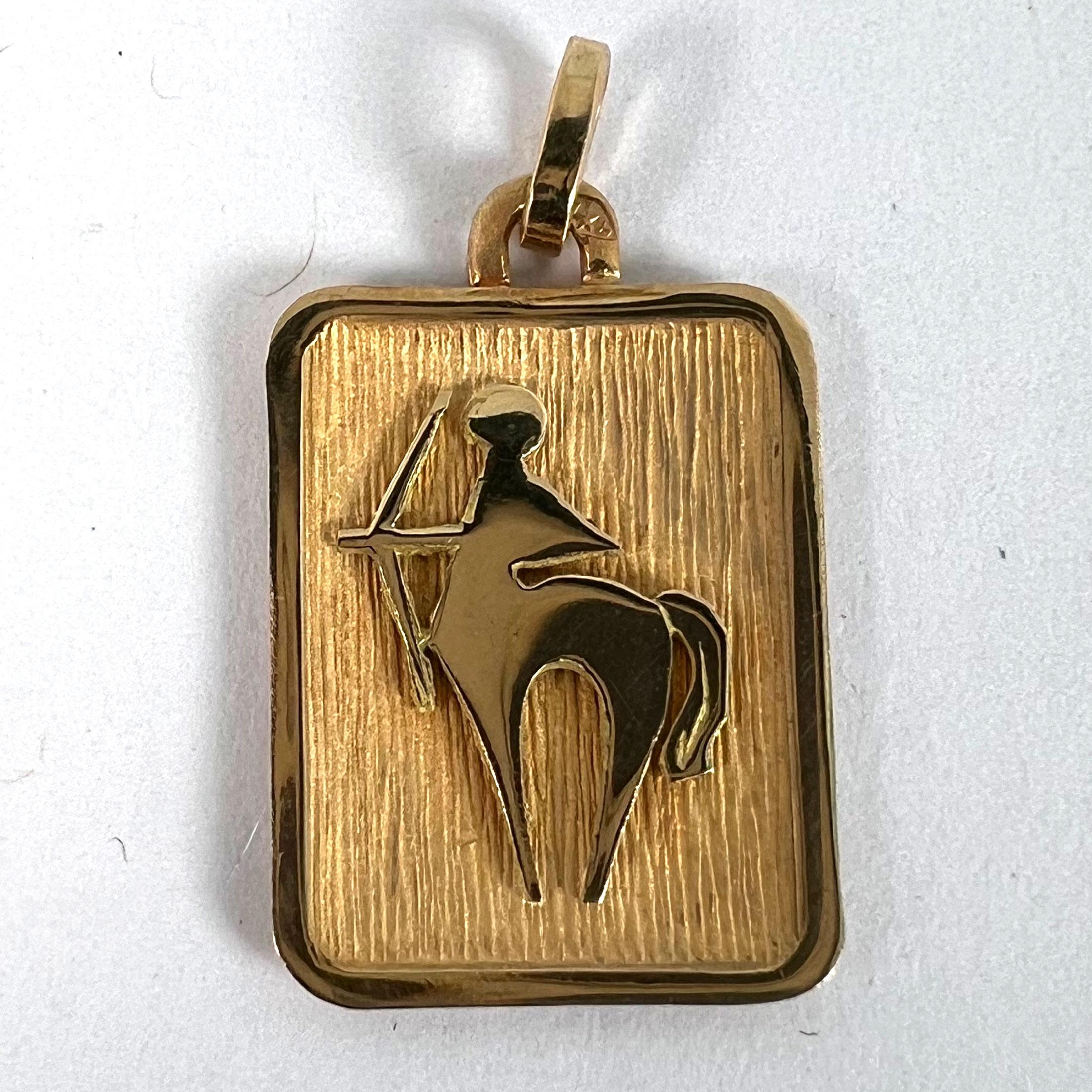 French Sagittarius Starsign Zodiac 18K Yellow Gold Charm Medal Pendant 7