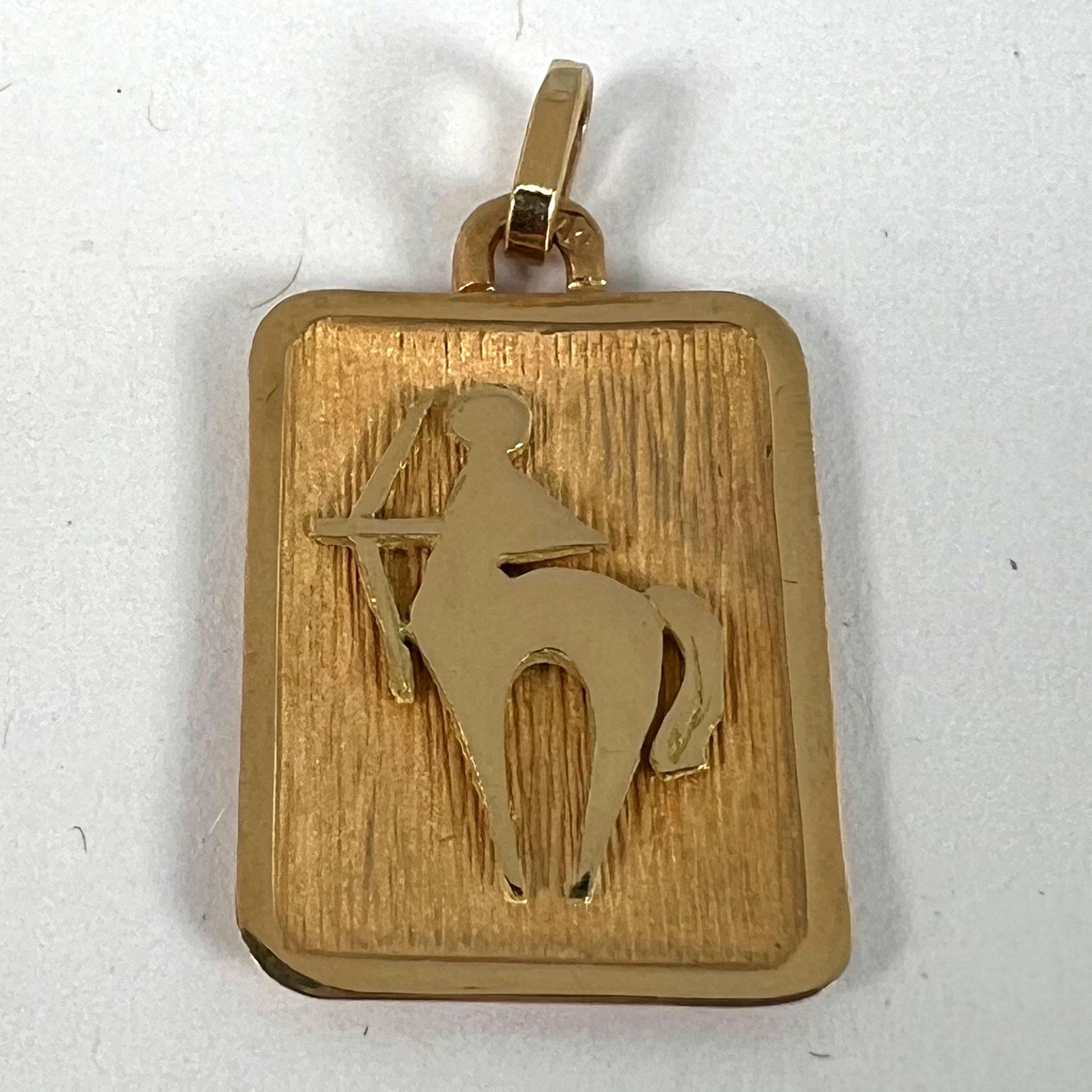 French Sagittarius Starsign Zodiac 18K Yellow Gold Charm Medal Pendant 8
