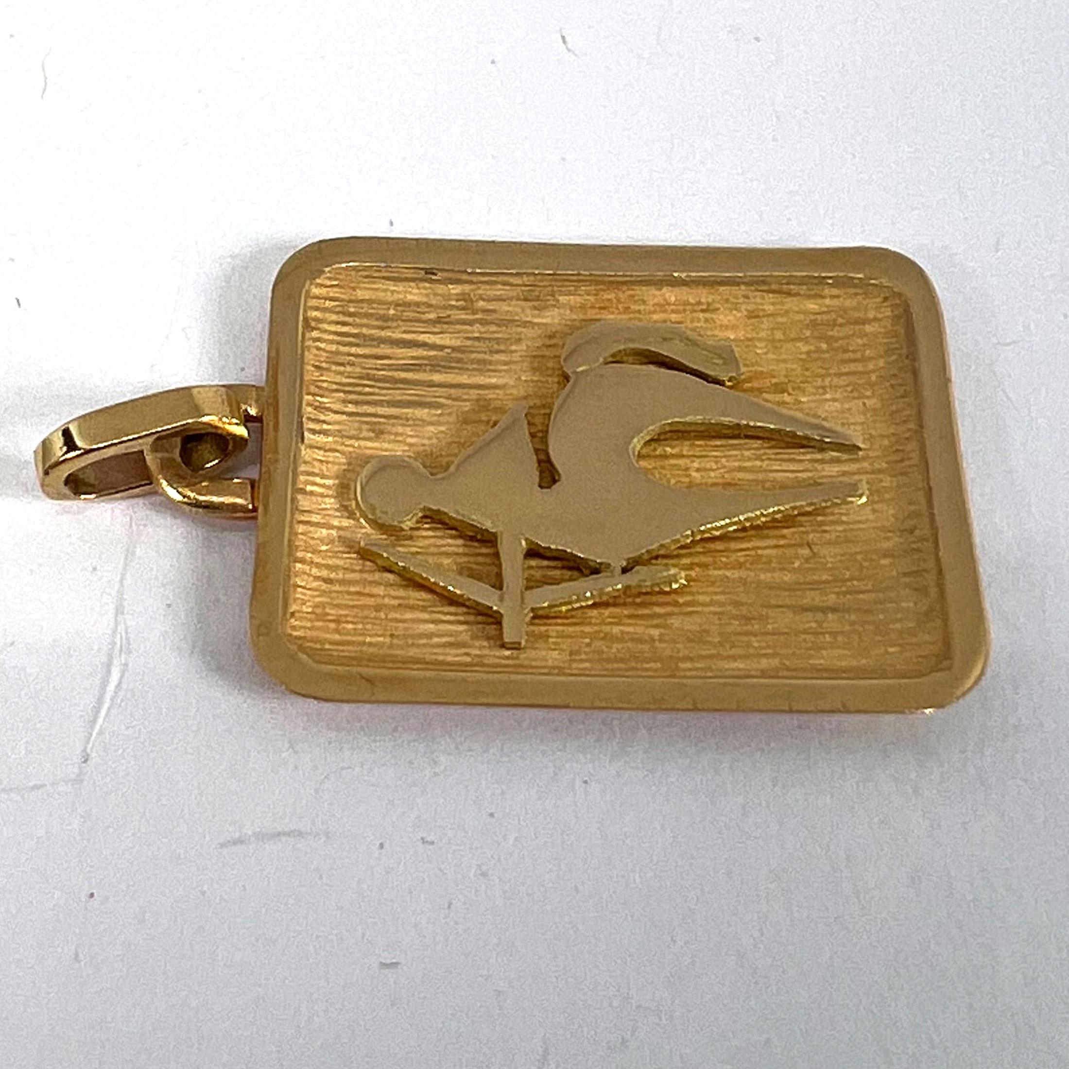 French Sagittarius Starsign Zodiac 18K Yellow Gold Charm Medal Pendant 10