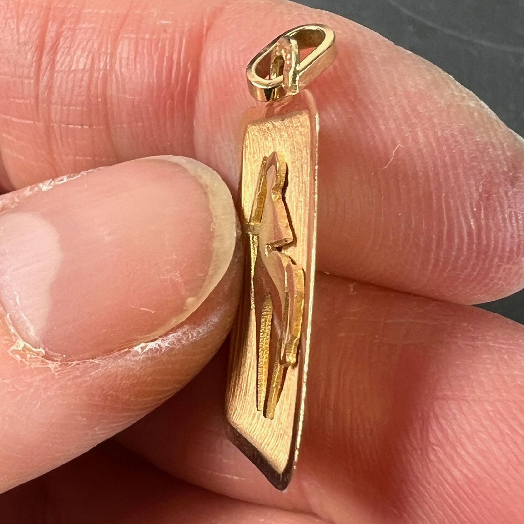 French Sagittarius Starsign Zodiac 18K Yellow Gold Charm Medal Pendant 3