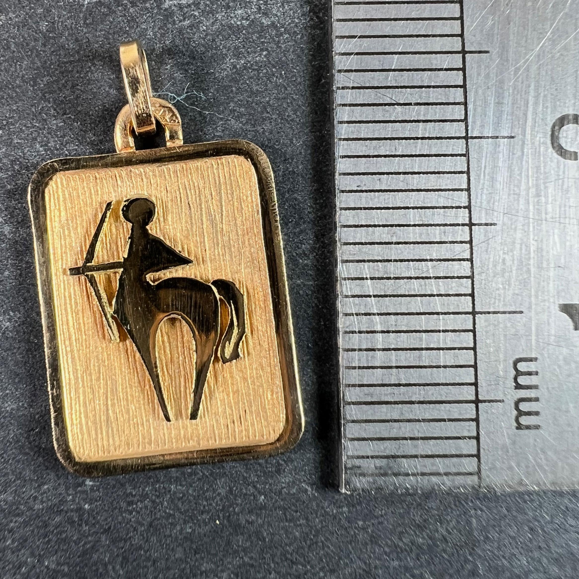 French Sagittarius Starsign Zodiac 18K Yellow Gold Charm Medal Pendant 5