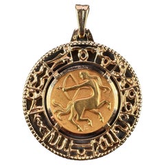 French Sagittarius Zodiac 18K Yellow Gold Charm Pendant