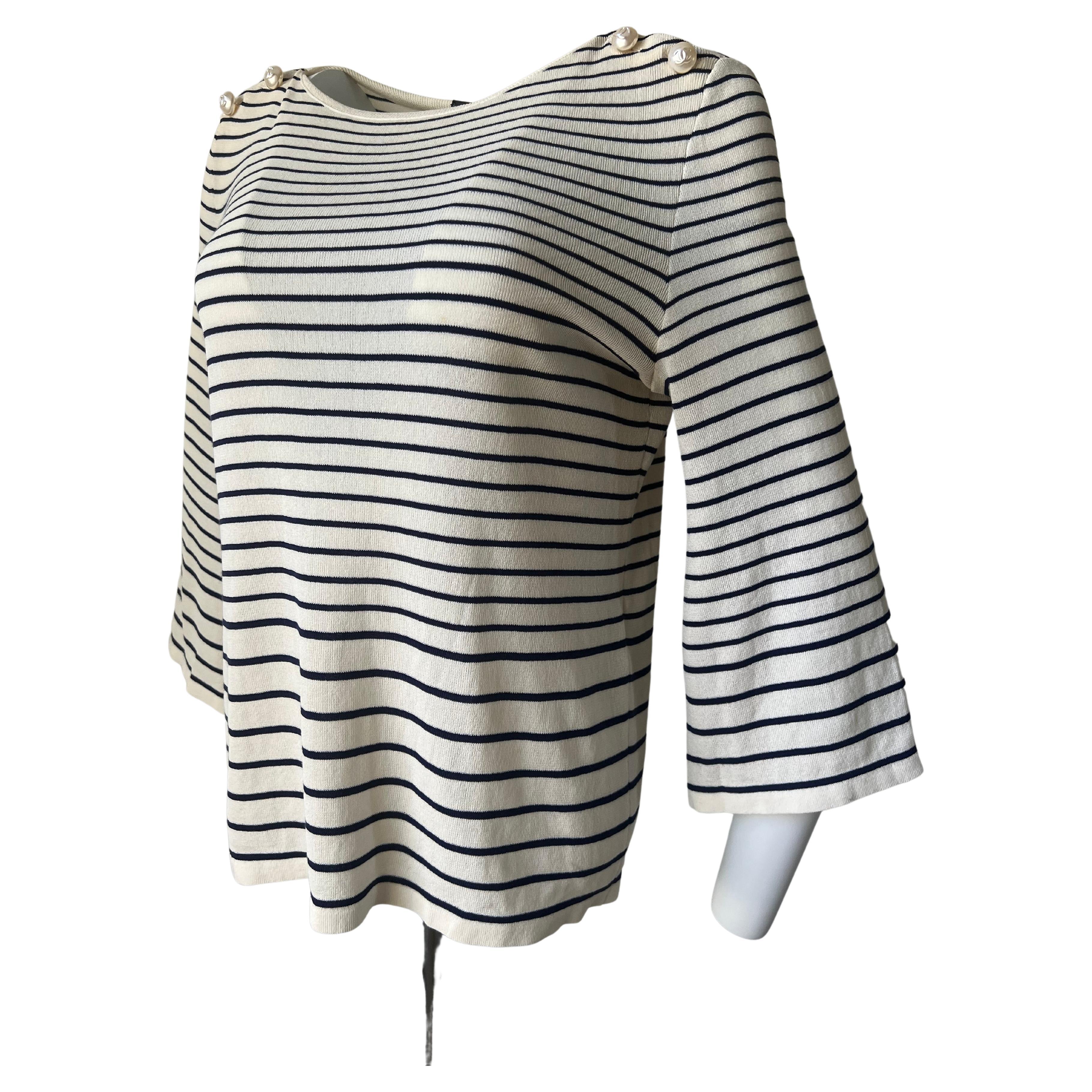 French Sailor Chanel White and Blue Striped  