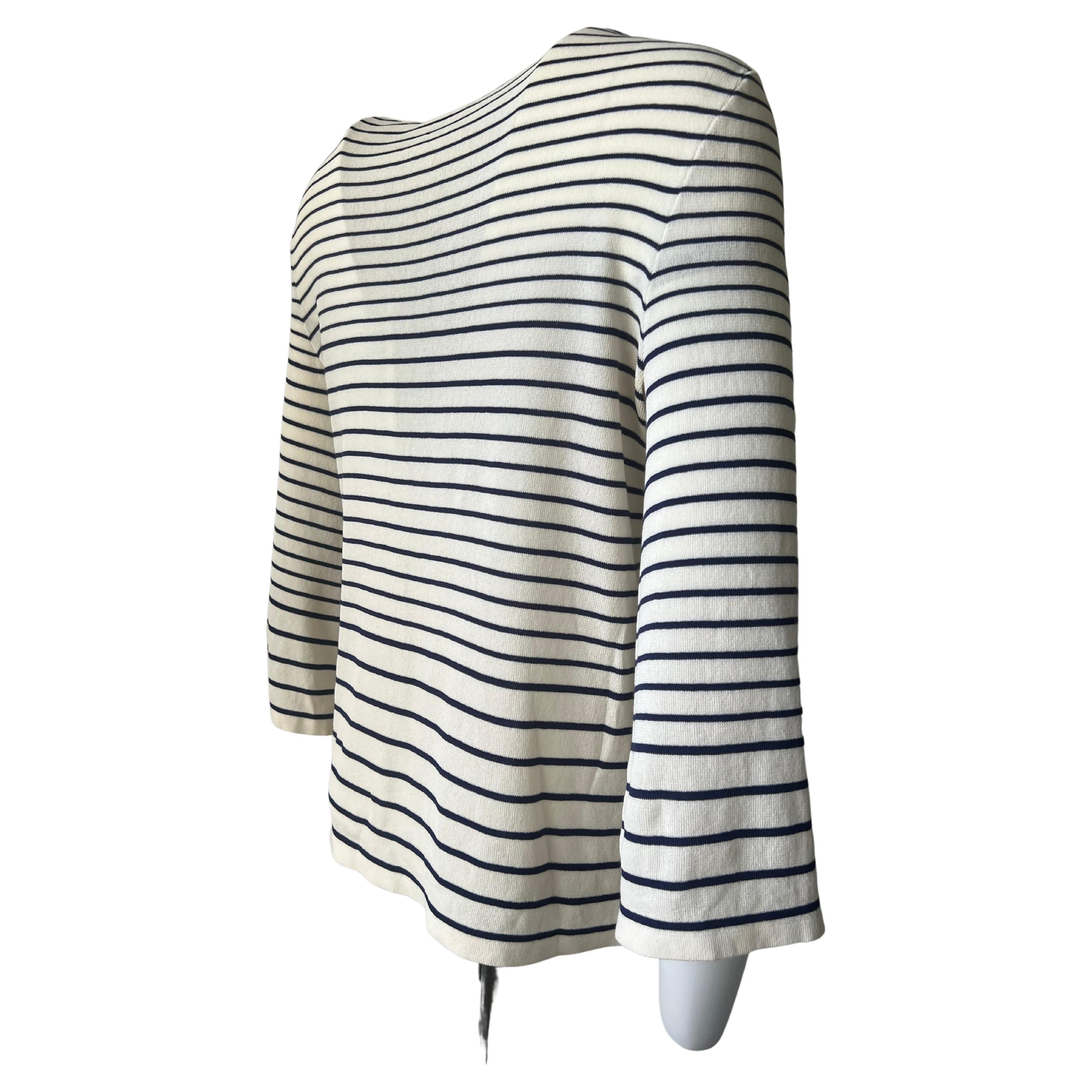 Gray French Sailor Chanel White and Blue Striped  