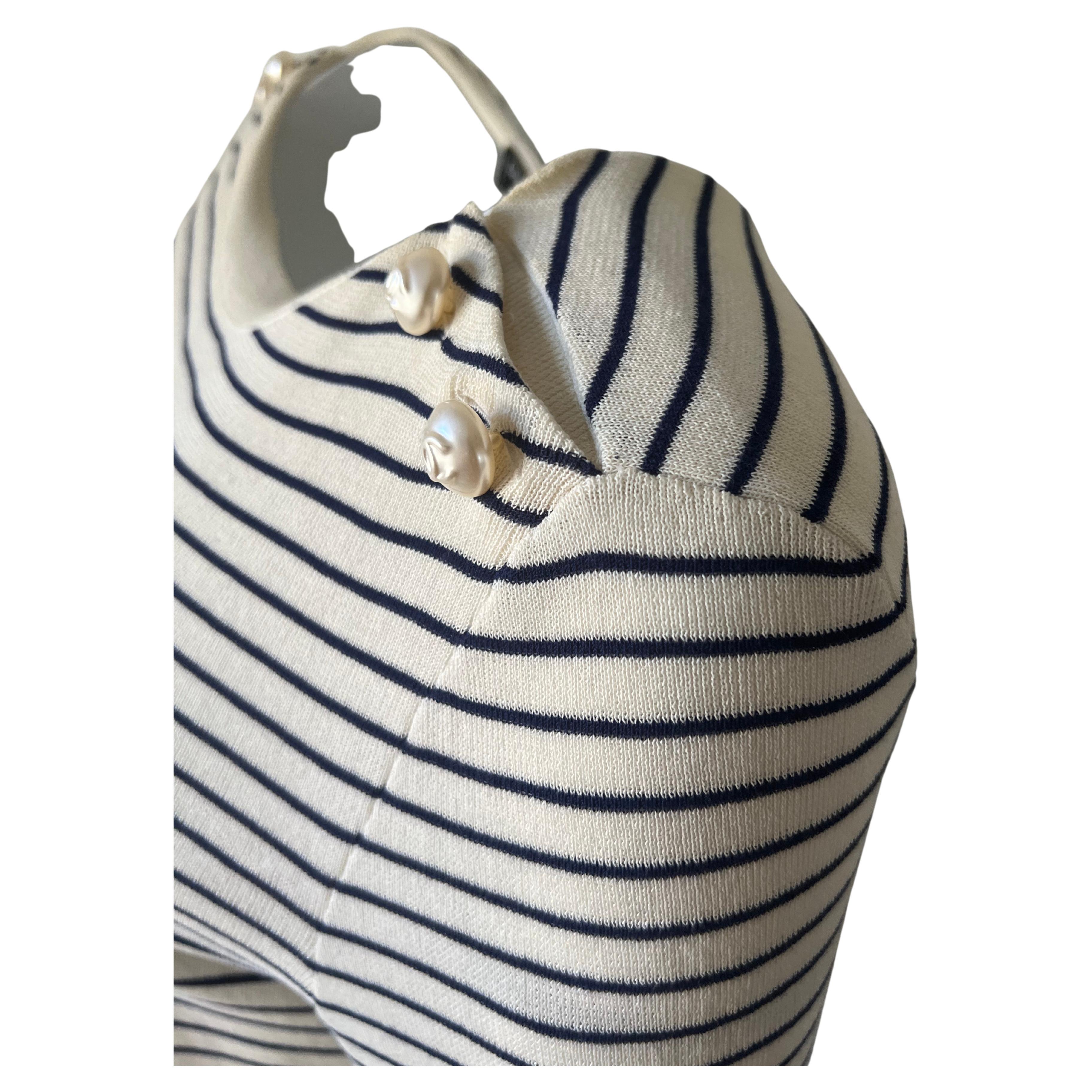French Sailor Chanel White and Blue Striped  