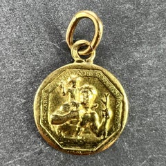 French Saint Christopher 18K Yellow Gold Charm Pendant