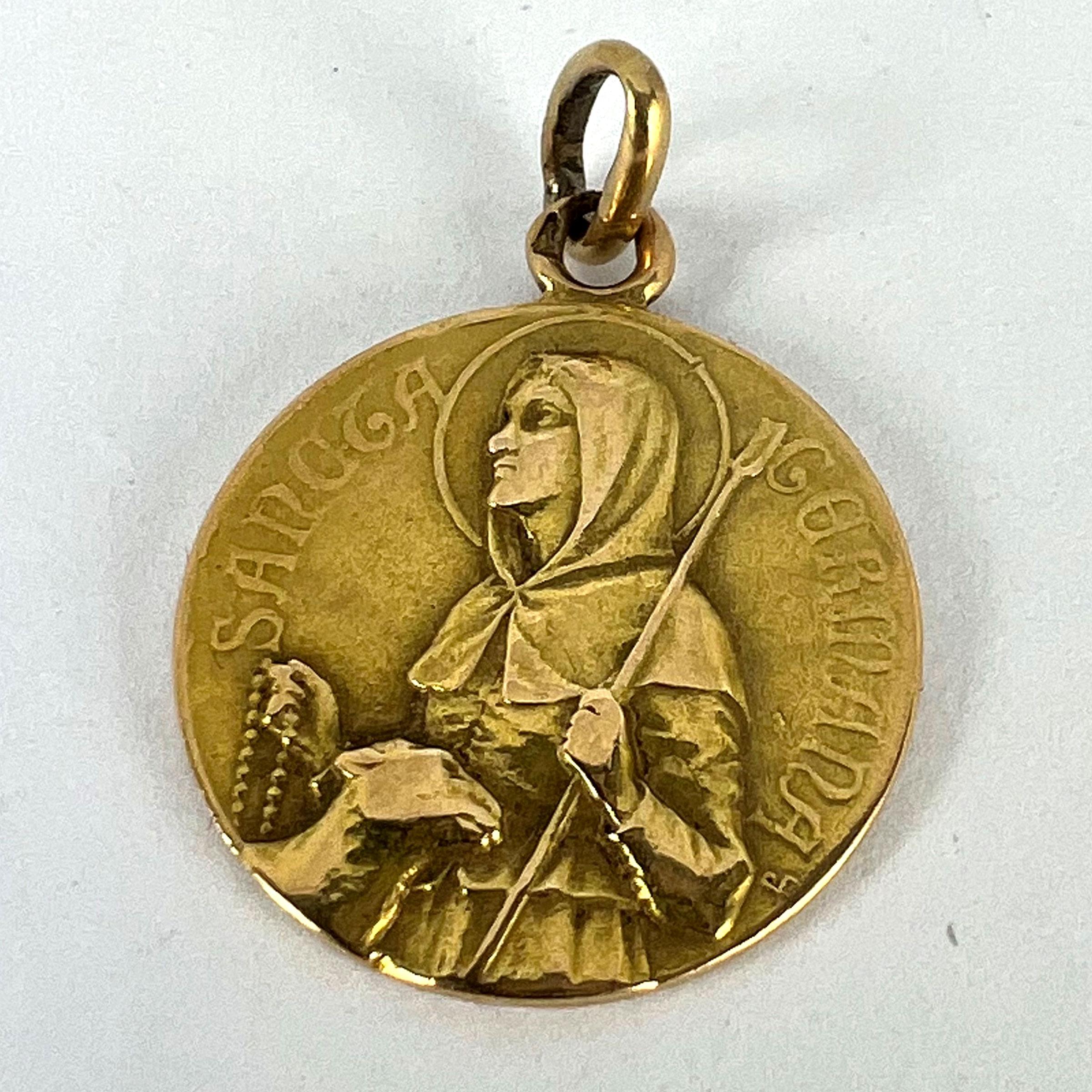 French Saint Germaine Germane 18K Yellow Gold Medal Pendant 8