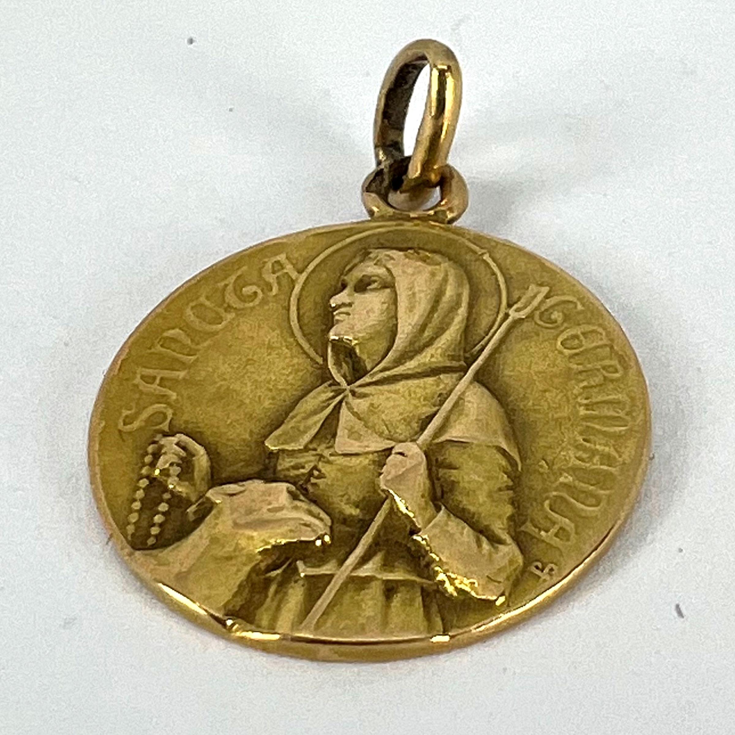 French Saint Germaine Germane 18K Yellow Gold Medal Pendant 9