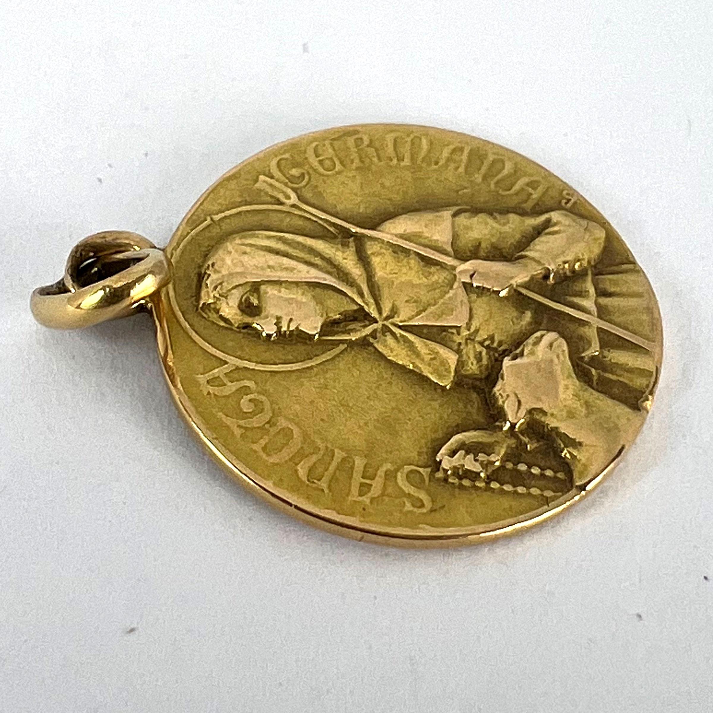 French Saint Germaine Germane 18K Yellow Gold Medal Pendant 10