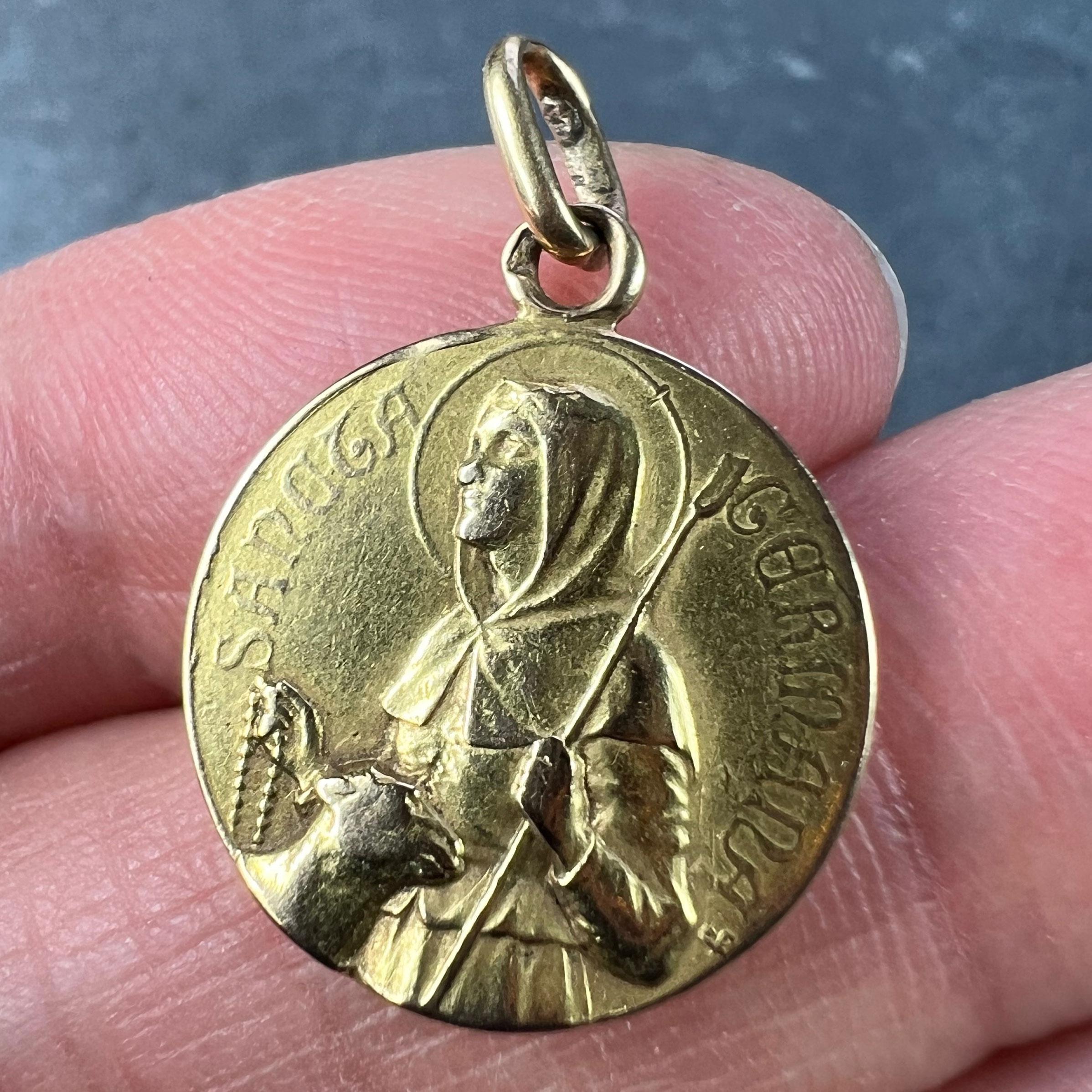 French Saint Germaine Germane 18K Yellow Gold Medal Pendant 1