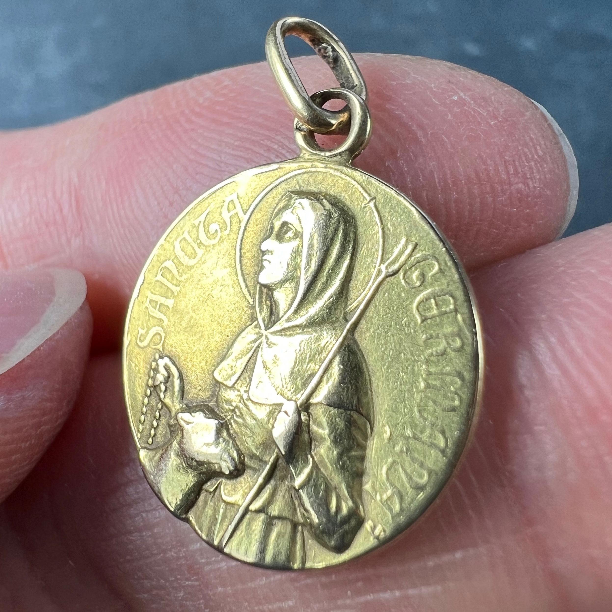 French Saint Germaine Germane 18K Yellow Gold Medal Pendant 2