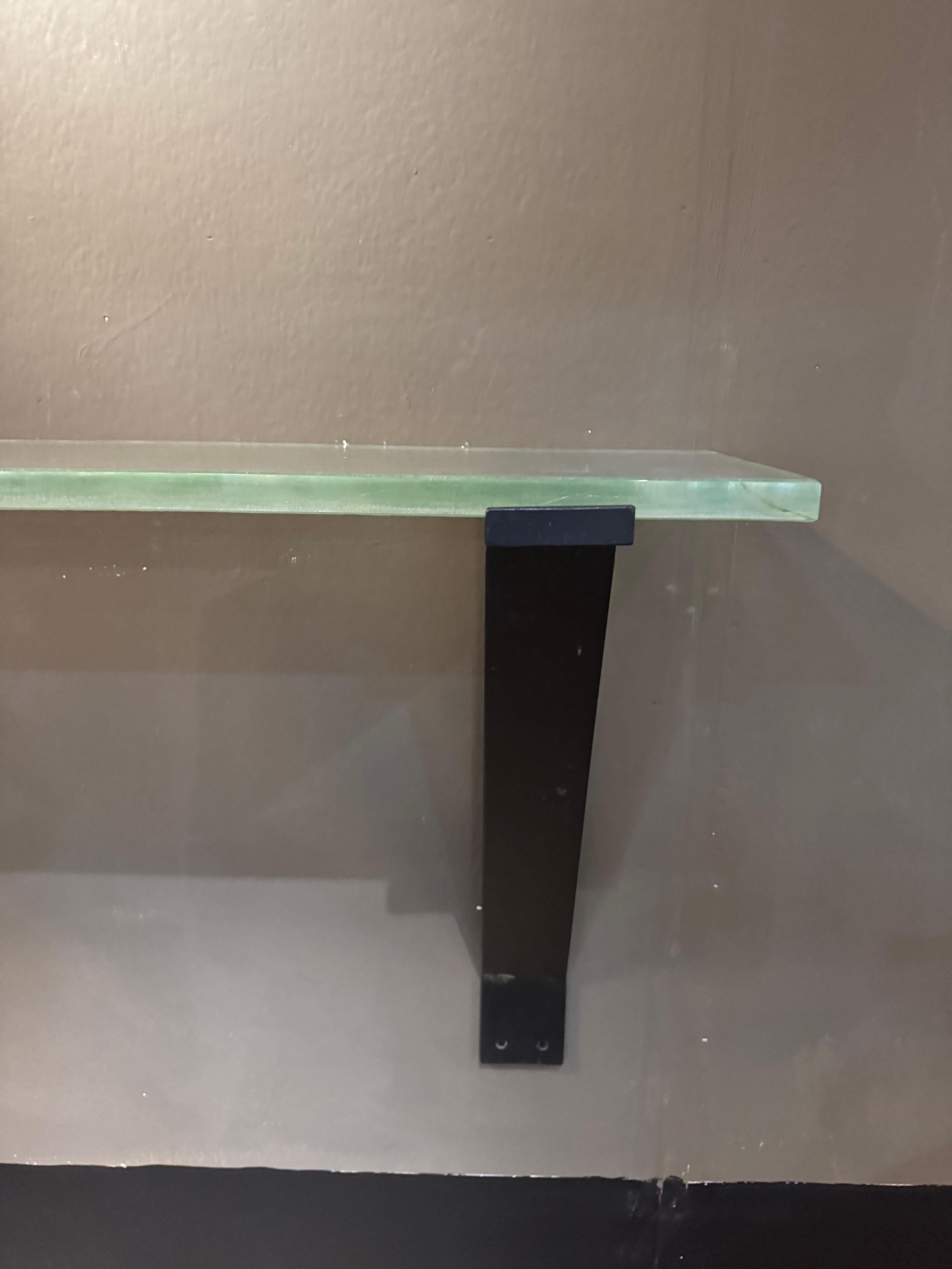 French Saint Gobain glass and iron wall mounted console table In Good Condition For Sale In London, GB