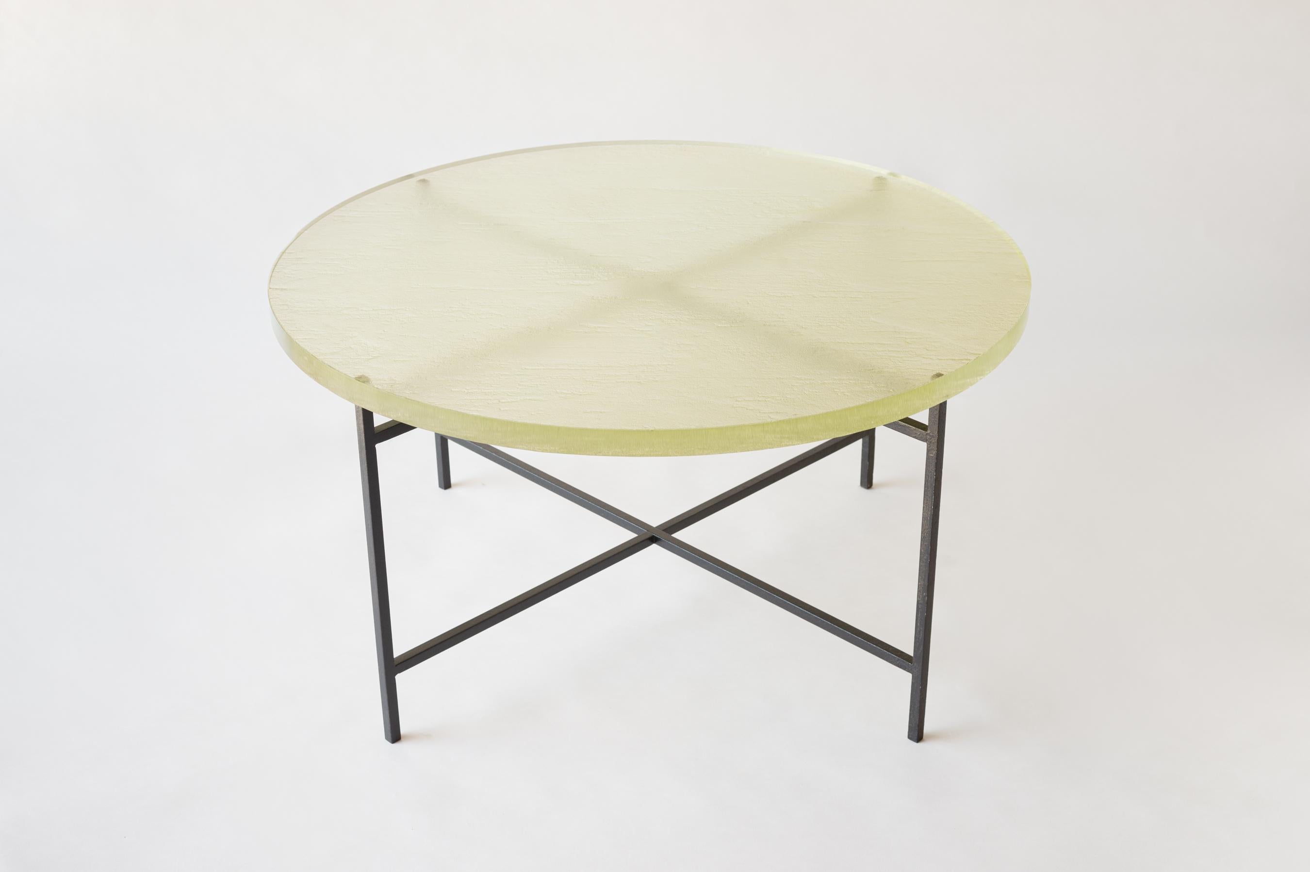 Art Deco French, Saint-Gobain Glass Top Table with Iron Base, c. 1935