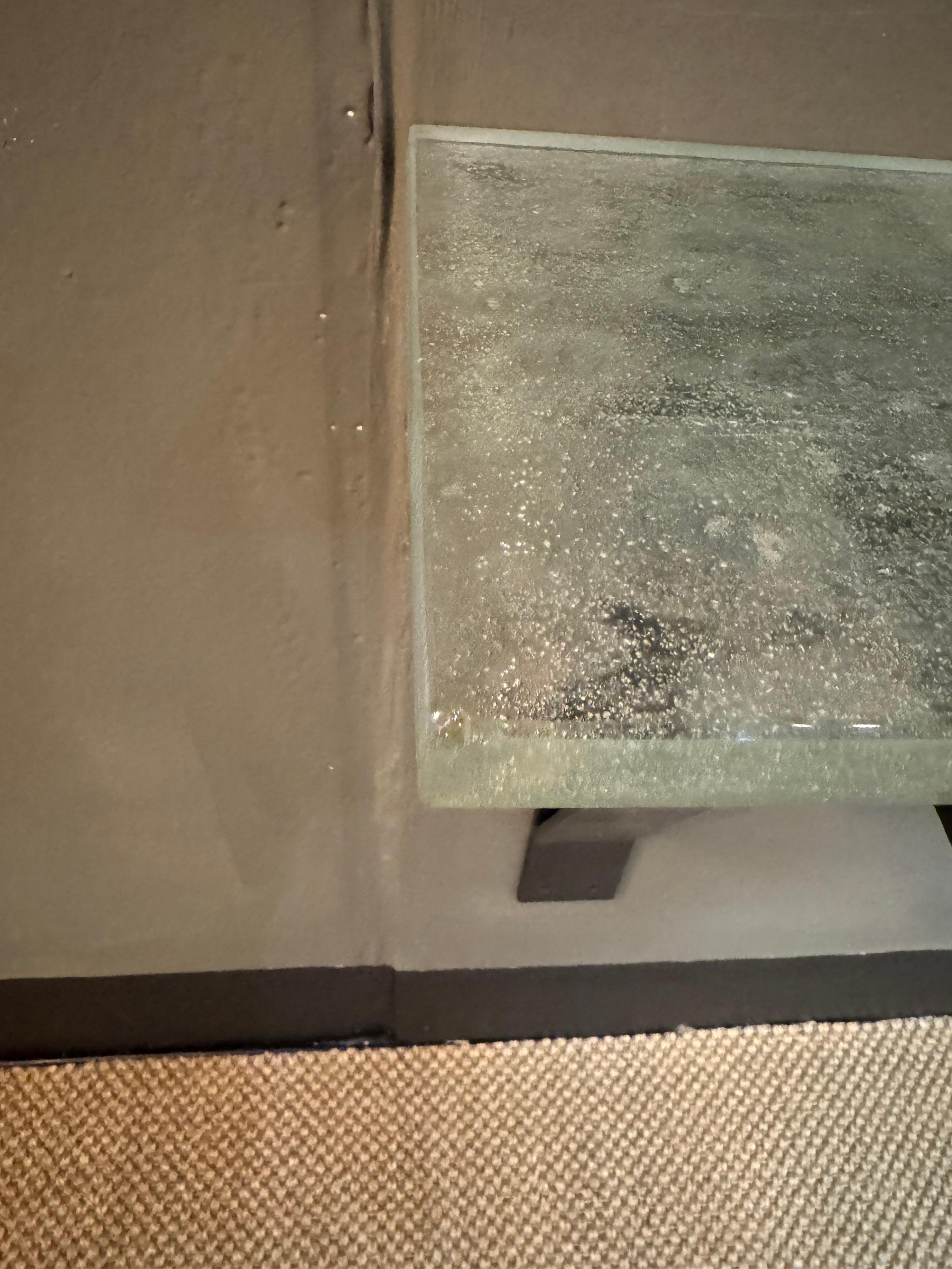 French Saint Gobain Modernist  glass and iron wall mounted console table In Good Condition For Sale In London, GB