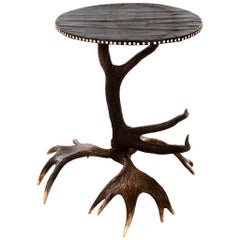 French Saint Hubert Fallow Deer Horn Occasional Table