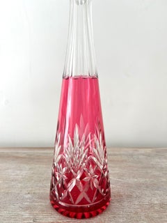 French Saint Louis Art Deco pink overlay crystal decanter, 1930 - France