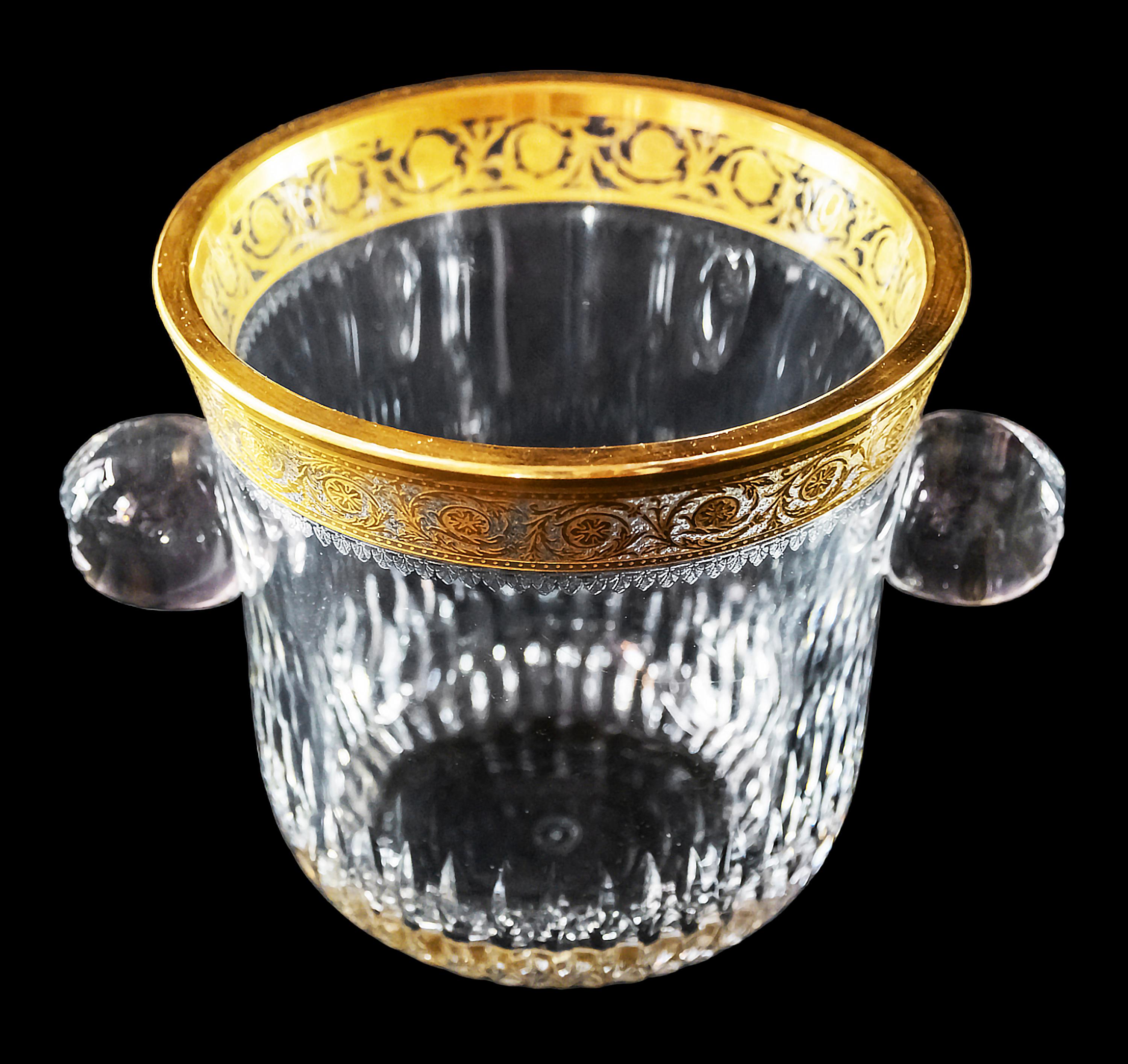 French Saint Louis crystal ice bucket decorated with gold pattern from 