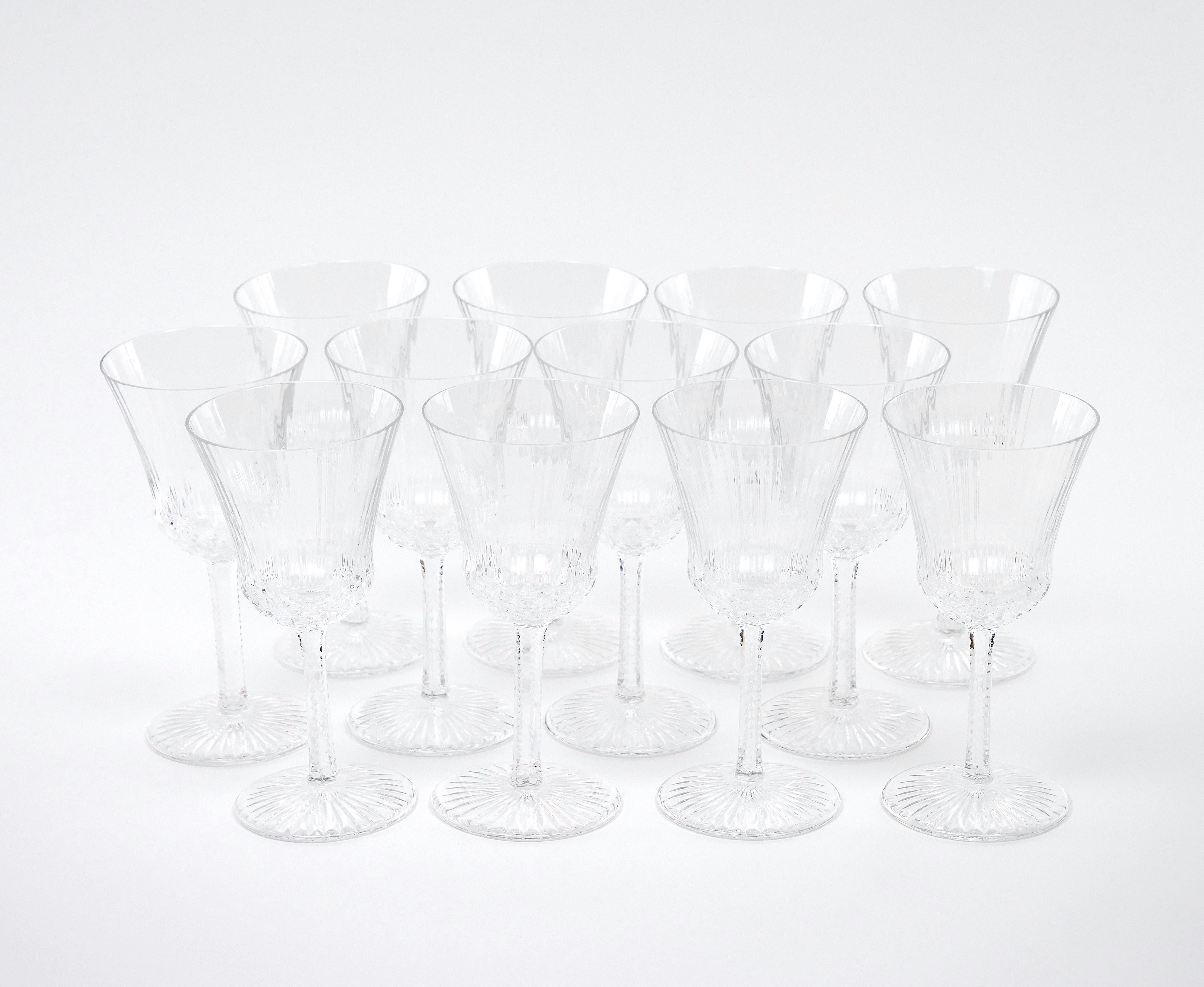 French Saint Louis Crystal Water / Wine Glass Service / 12 People For Sale 5