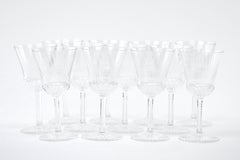 French Saint Louis Crystal Water / Wine Glass Service / 12 People