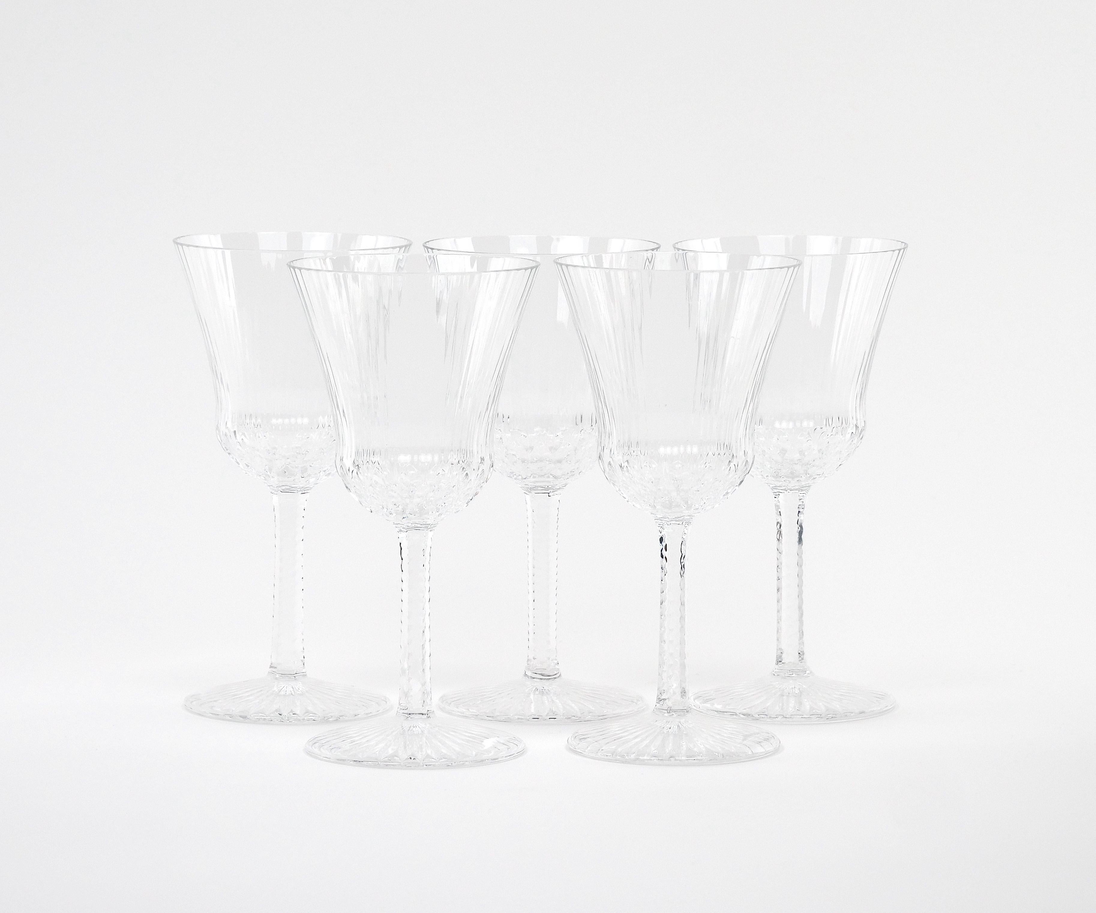 Mid-Century Modern French Saint Louis Crystal Water / Wine Glass Service / 12 People For Sale