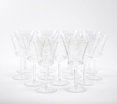 French Saint Louis Crystal Water / Wine Glass Service / 13 People