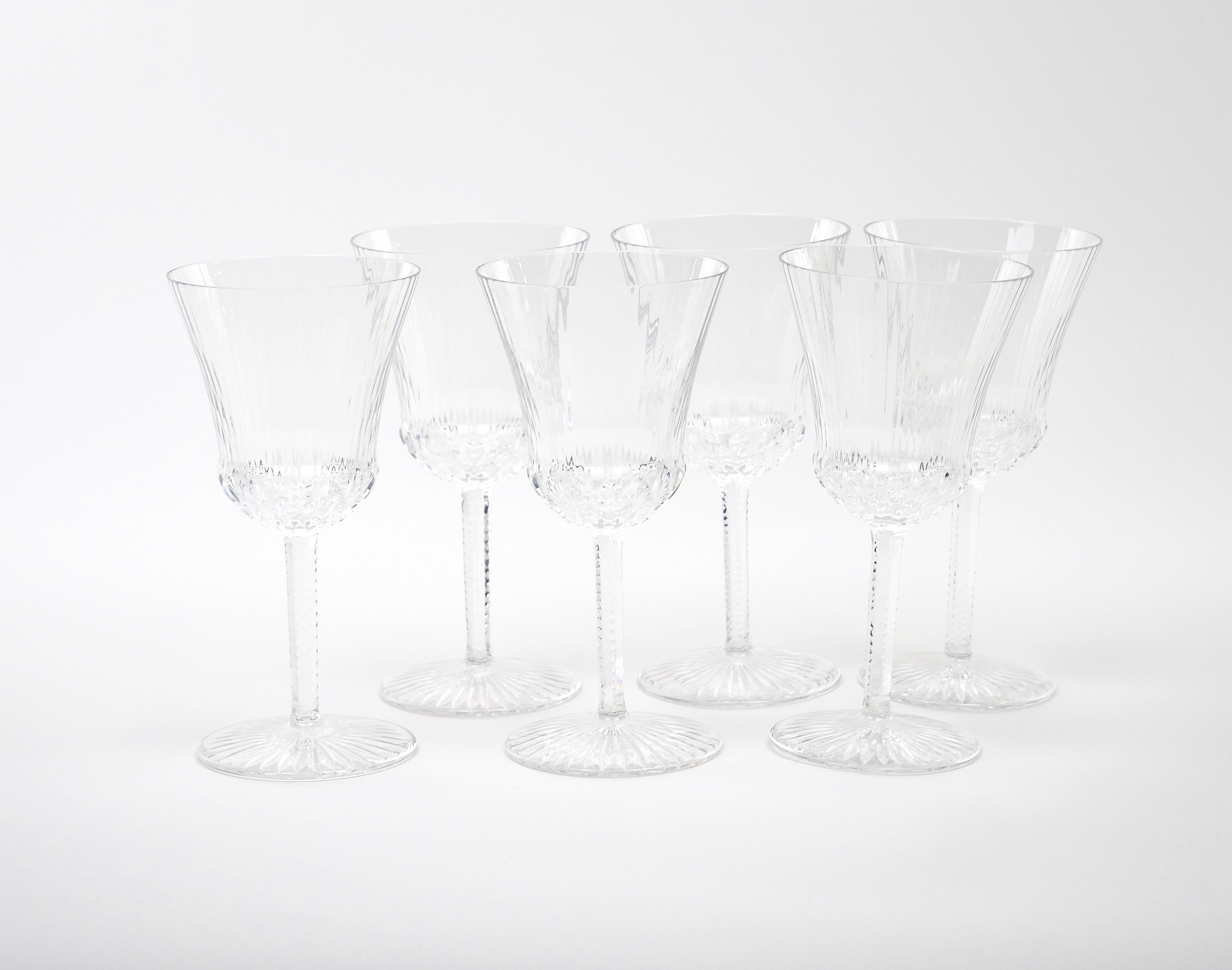 20th Century  French Saint Louis Crystal Water / Wine Glass Service / 13 People For Sale