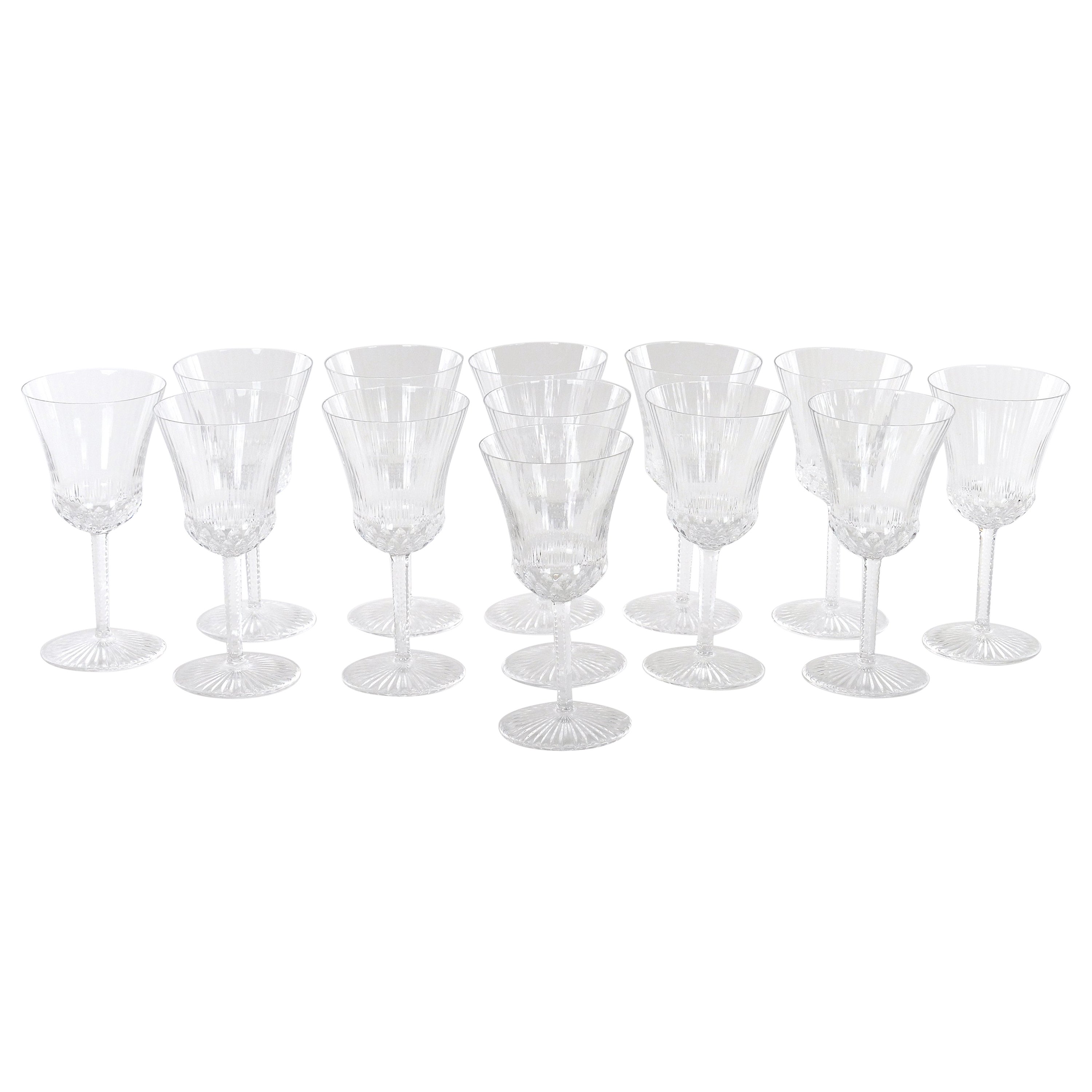 French Saint Louis Crystal Water / Wine Glass Service / 13 People