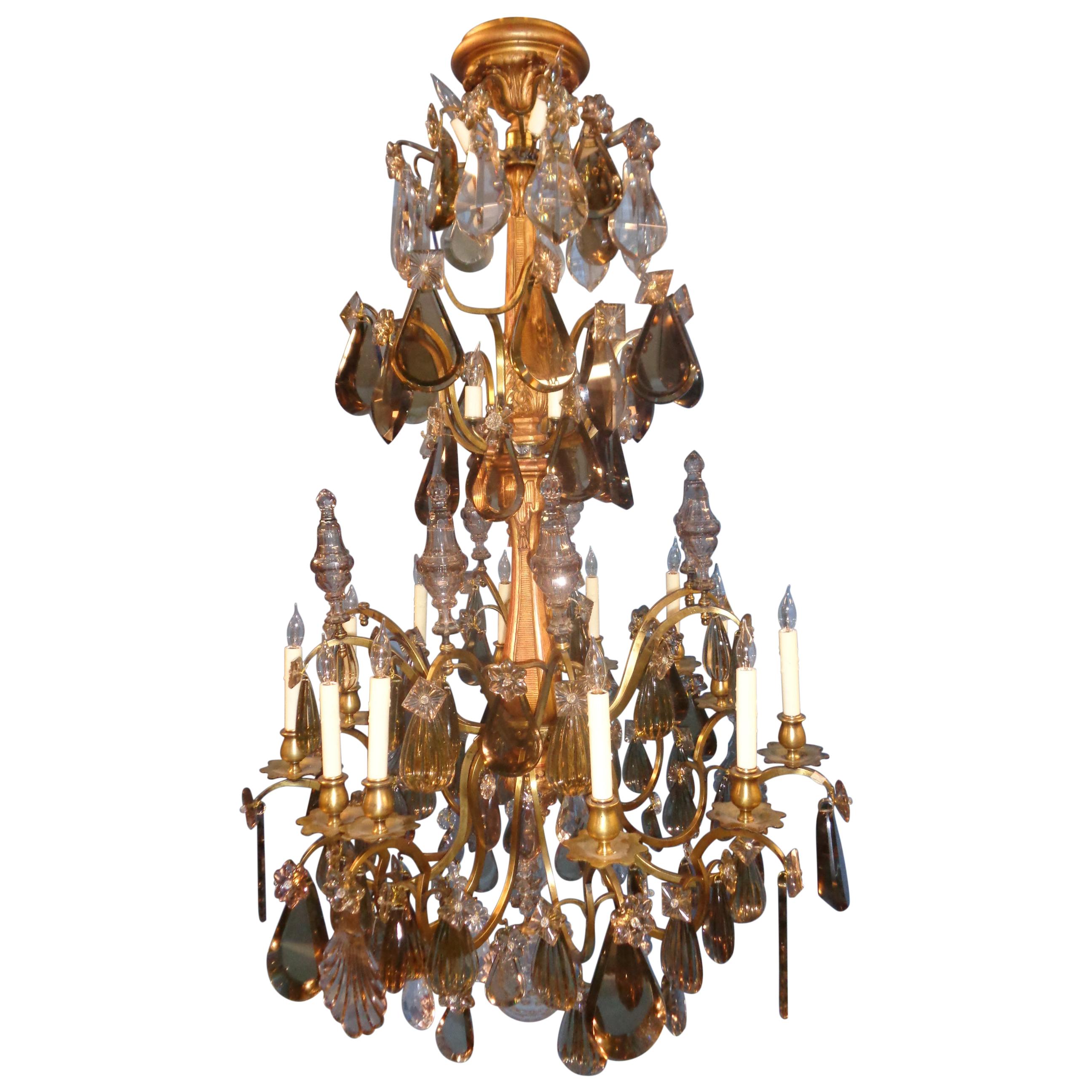 French Saint Louis Multicolored Crystal Chandelier, circa 1900 For Sale