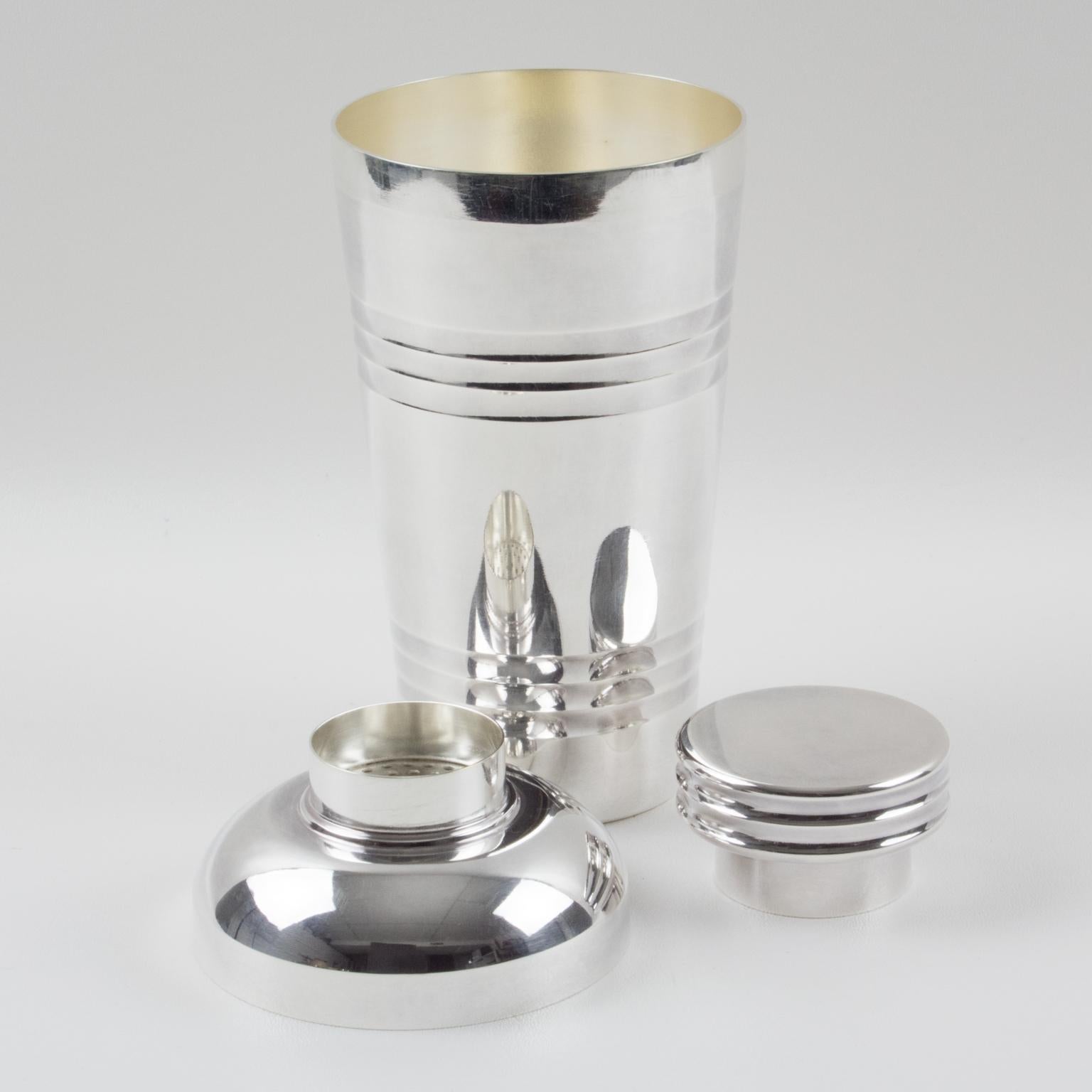 Mid-20th Century Saint Medard Art Deco Silver Plate Shaker with Box