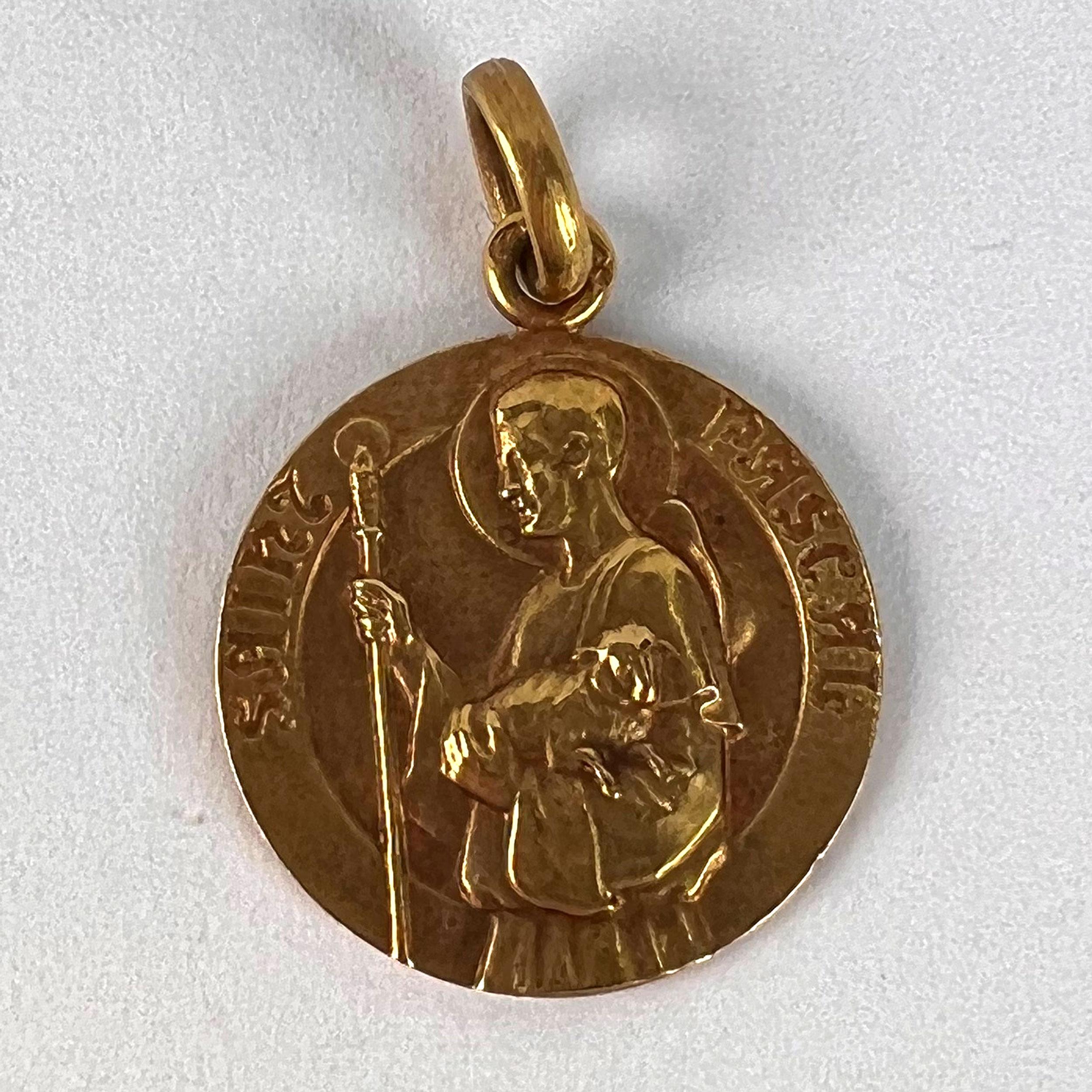 French Saint Pascal 18K Yellow Gold Charm Pendant For Sale 3