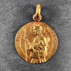 French Saint Pascal 18K Yellow Gold Charm Pendant