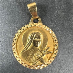 French Saint Therese 18K Yellow Gold Charm Medal Pendant