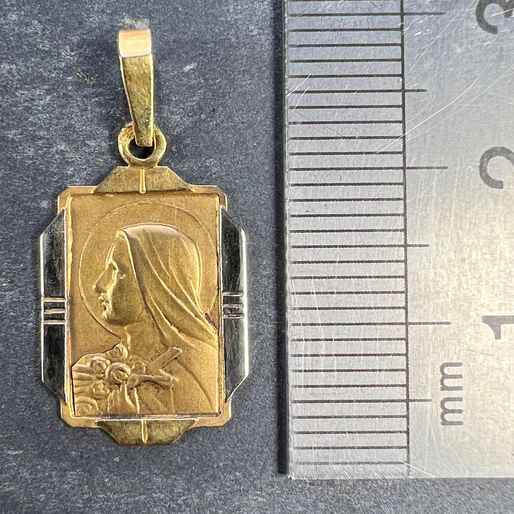 French Saint Therese 18K Yellow White Gold Charm Pendant For Sale 5