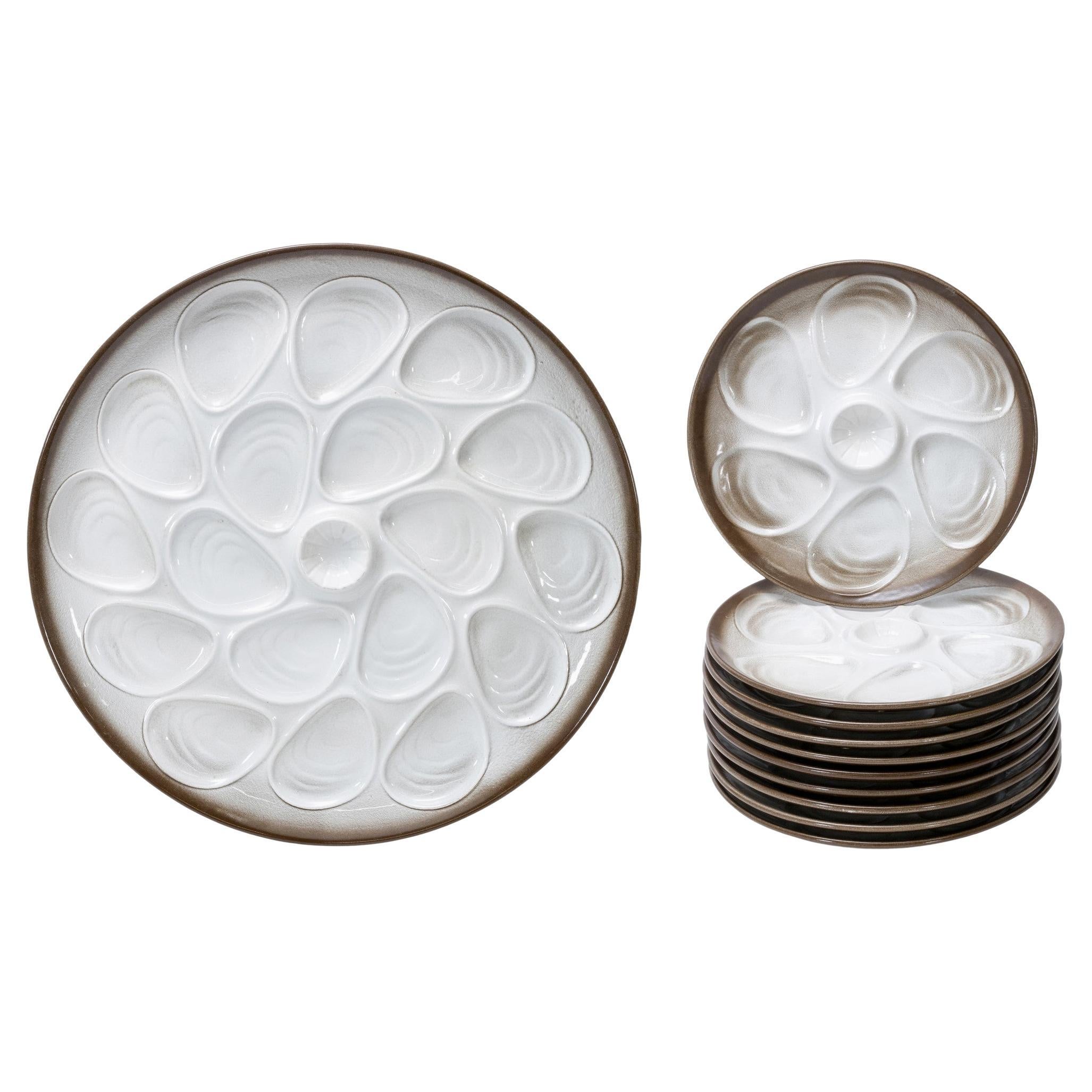 French Salins Faience Oyster Service