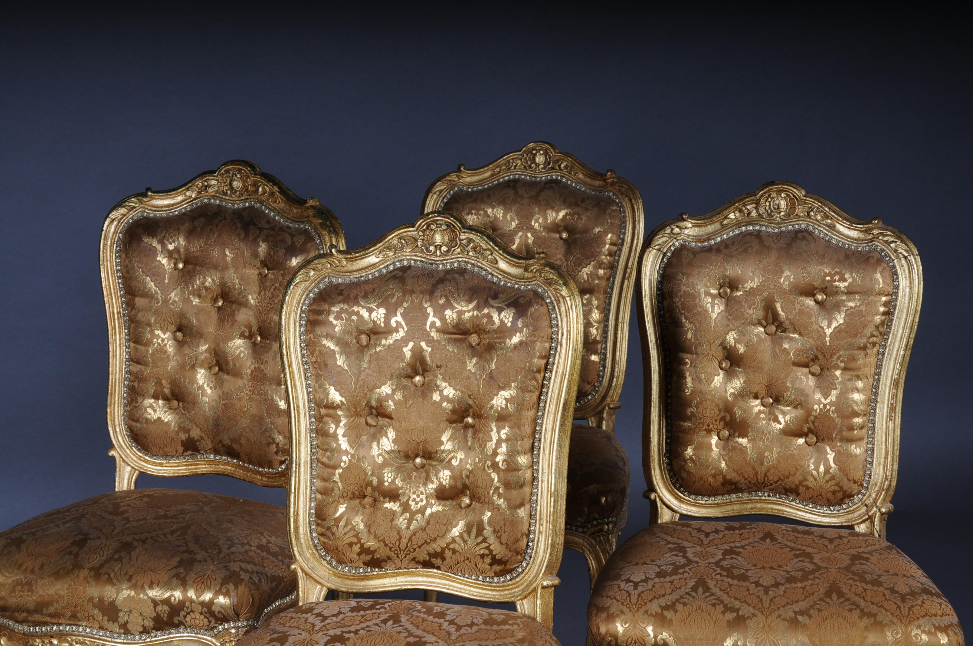 19th Century French Salon Chairs from the Bellevue Palace in Berlin, Gold from 1890 For Sale