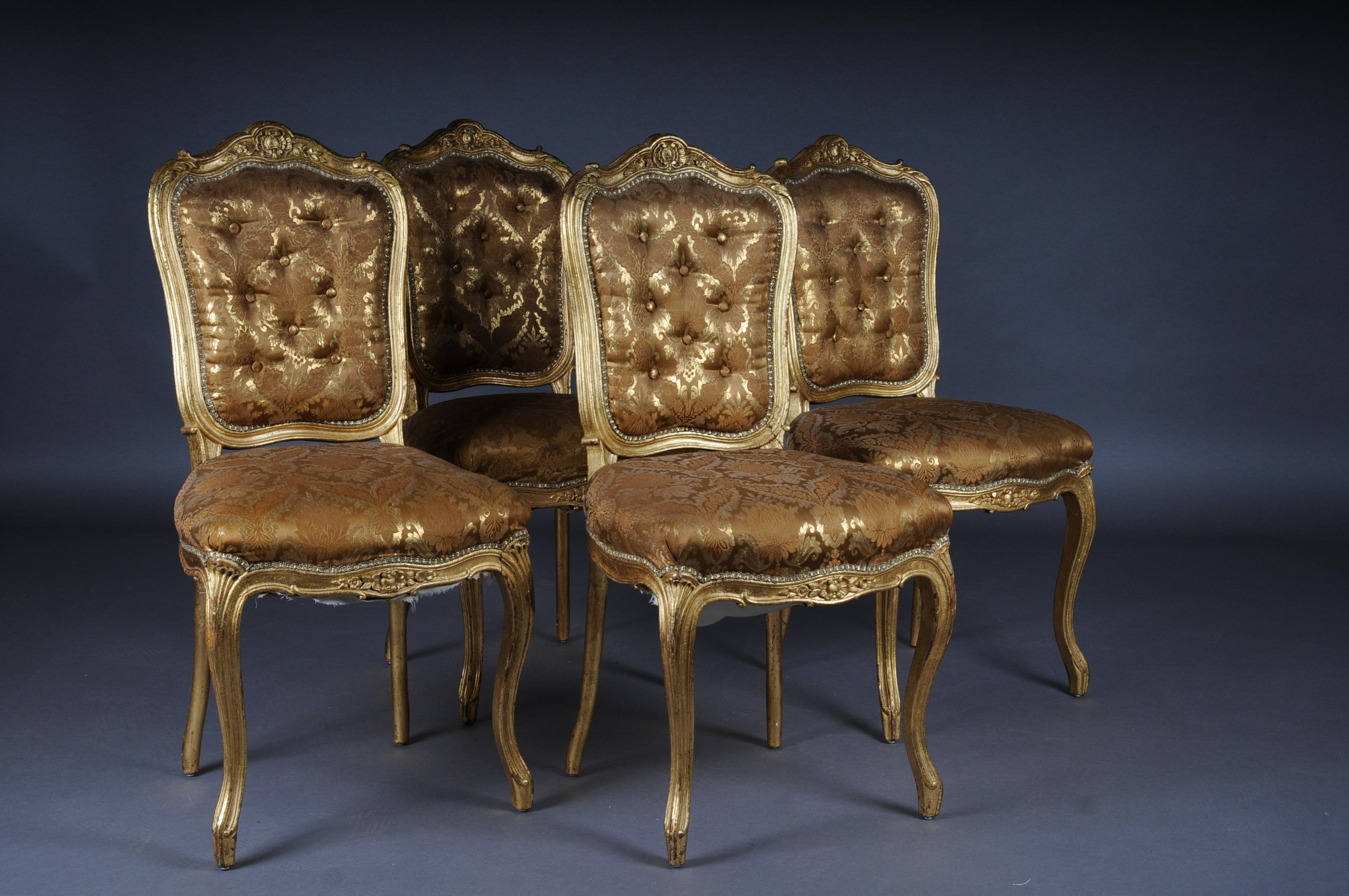 Beech French Salon Chairs from the Bellevue Palace in Berlin, Gold from 1890 For Sale