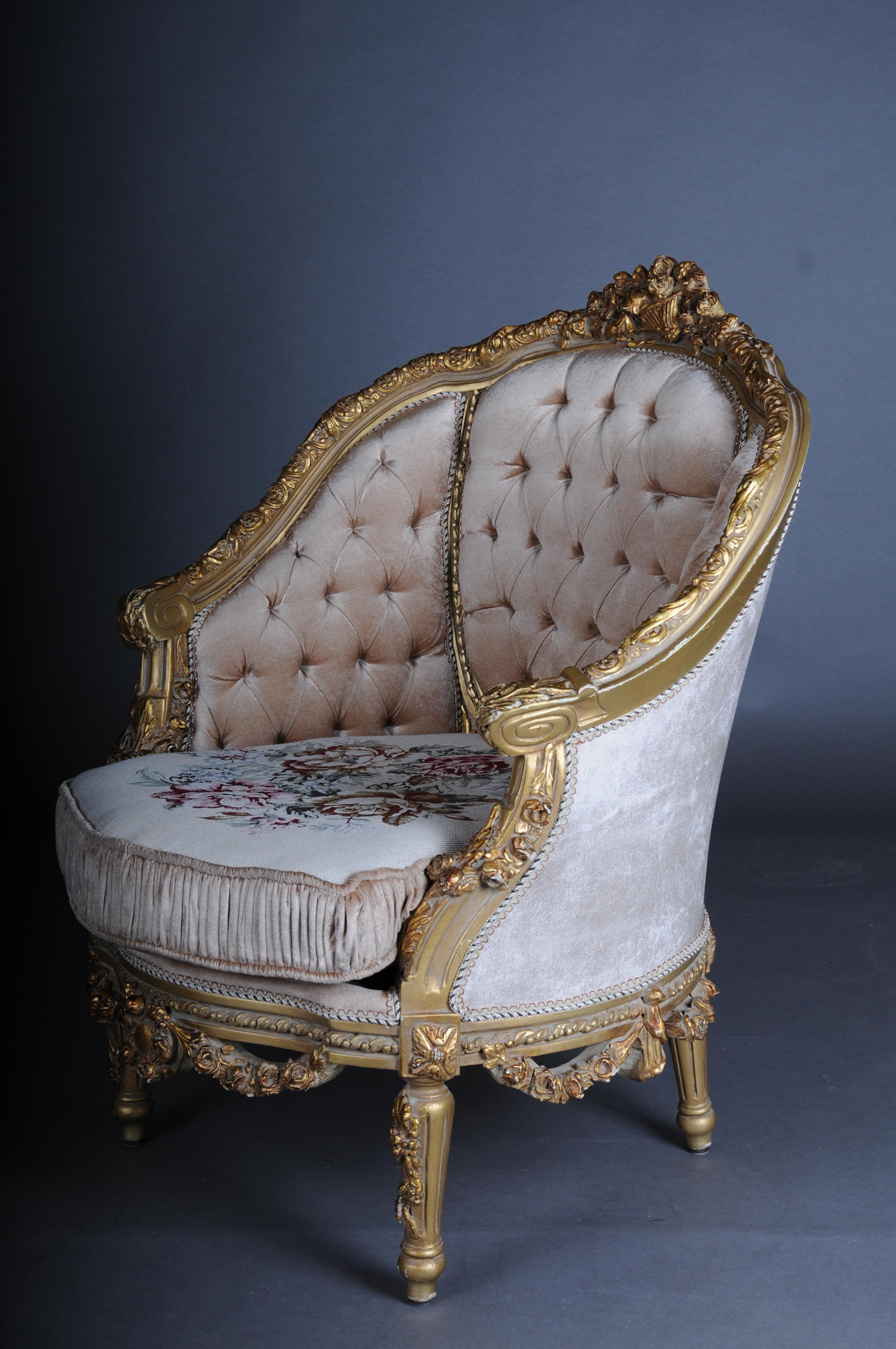 French Salon Seating Group Set Louis XVI Style, 20th Century Gold For Sale 6