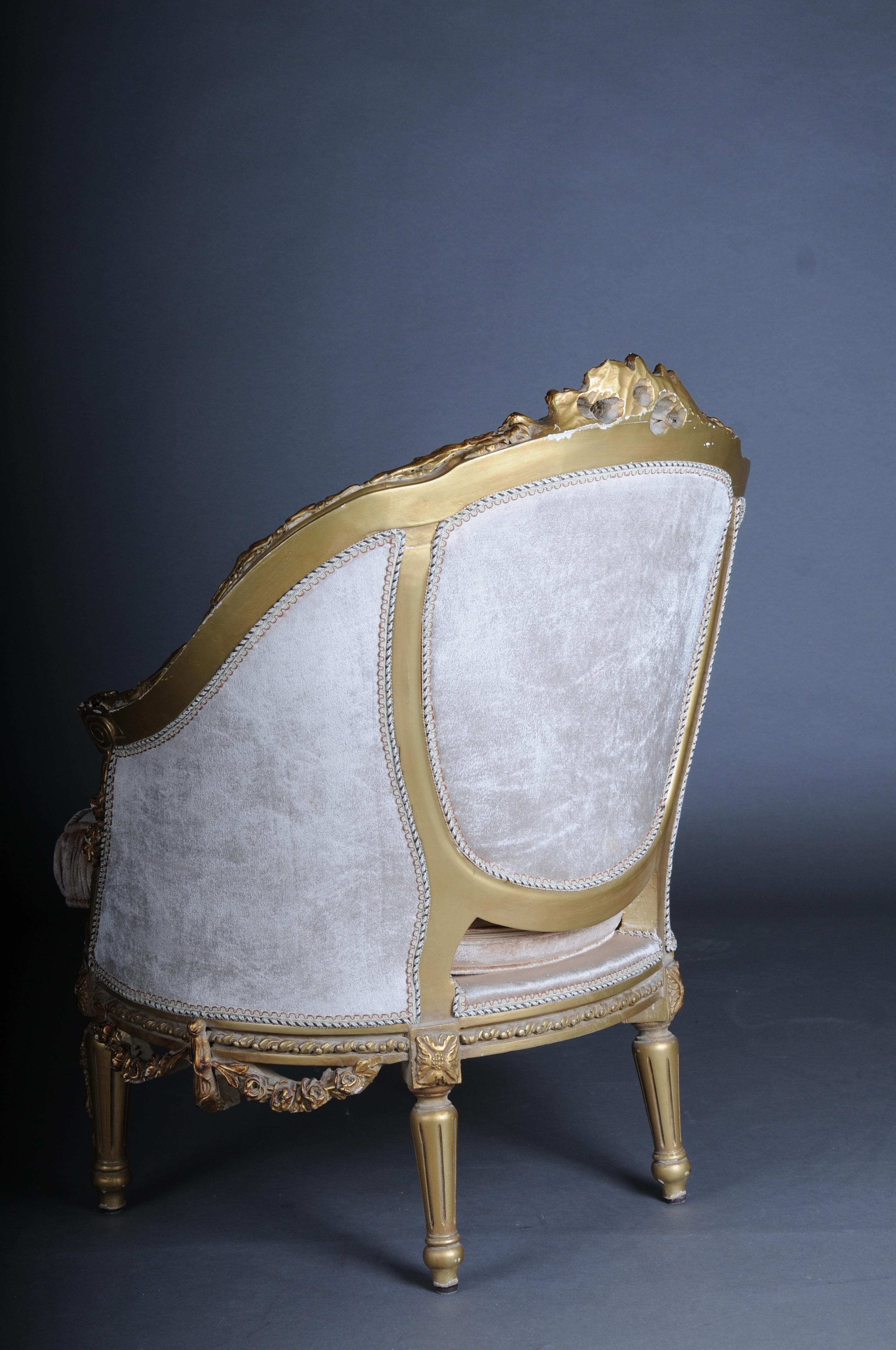 French Salon Seating Group Set Louis XVI Style, 20th Century Gold For Sale 7