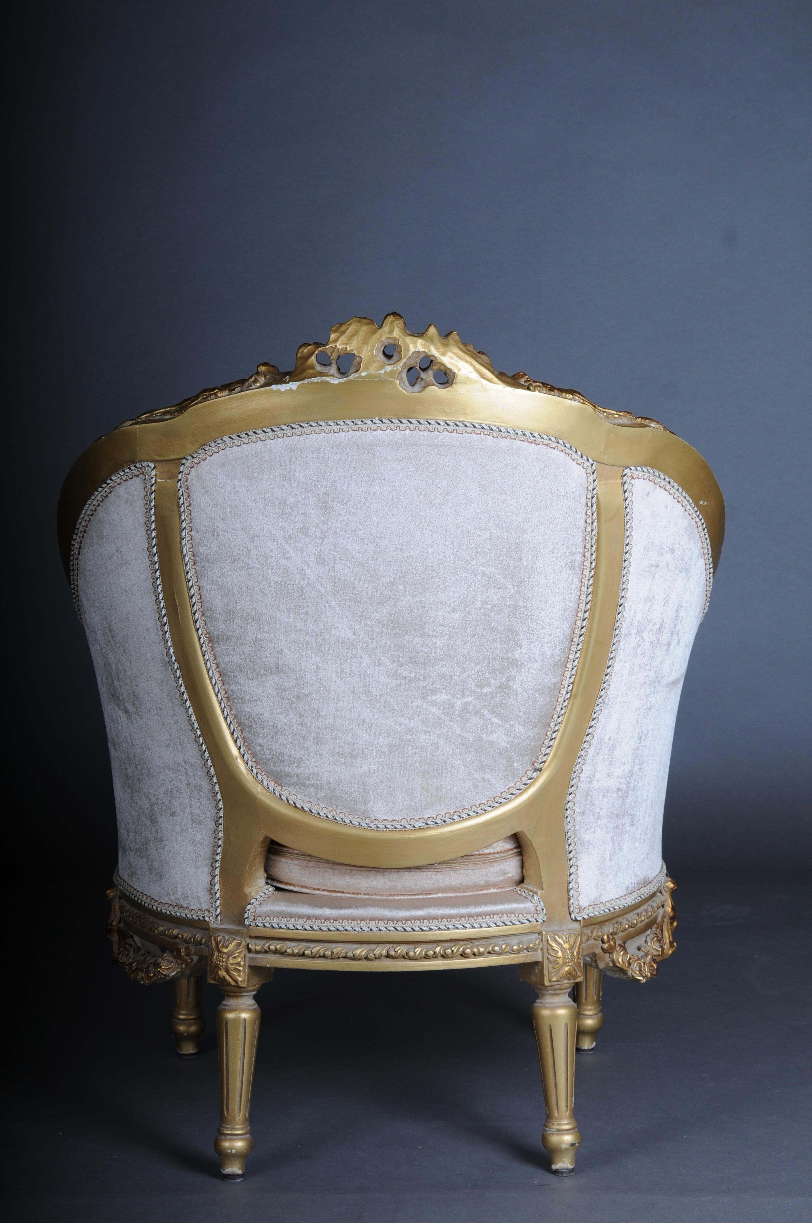 French Salon Seating Group Set Louis XVI Style, 20th Century Gold For Sale 8