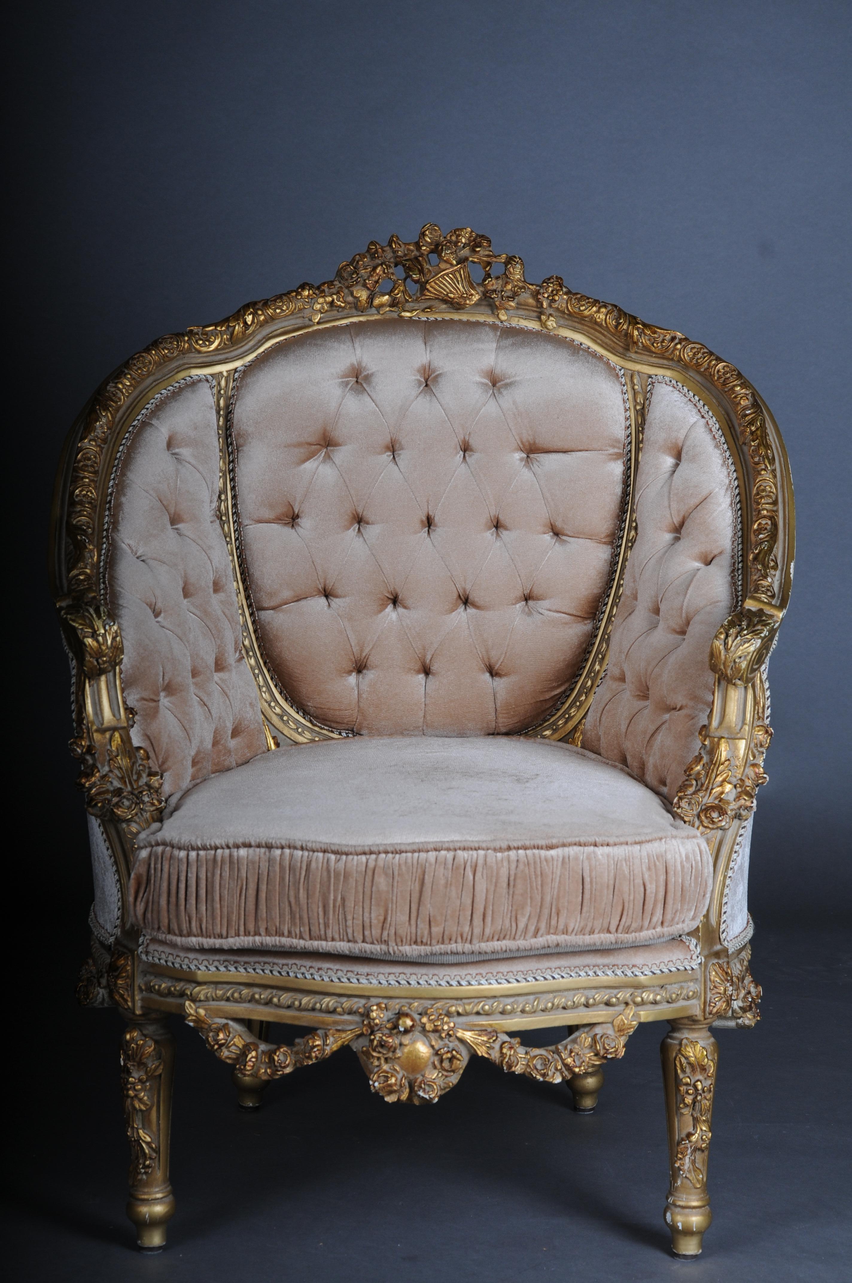 French Salon Seating Group Set Louis XVI Style, 20th Century Gold For Sale 9