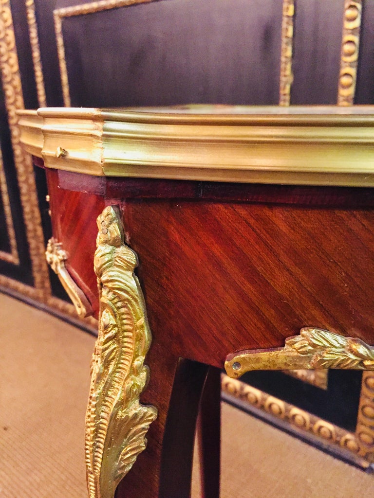 French Salon Side Table in Louis Quinze Style with Marble For Sale at