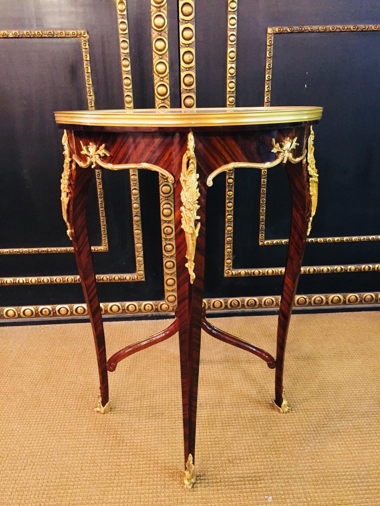 French Salon Side Table in Louis Quinze Style with Marble For Sale at