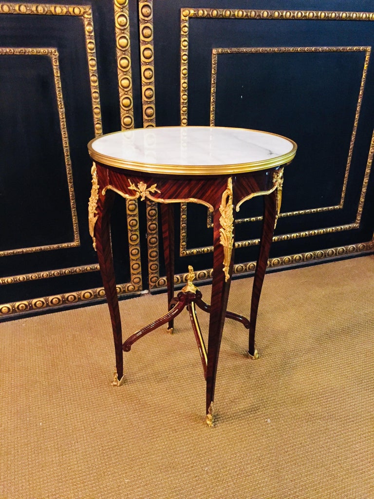 French Salon Side Table in Louis Quinze Style with Marble For Sale at